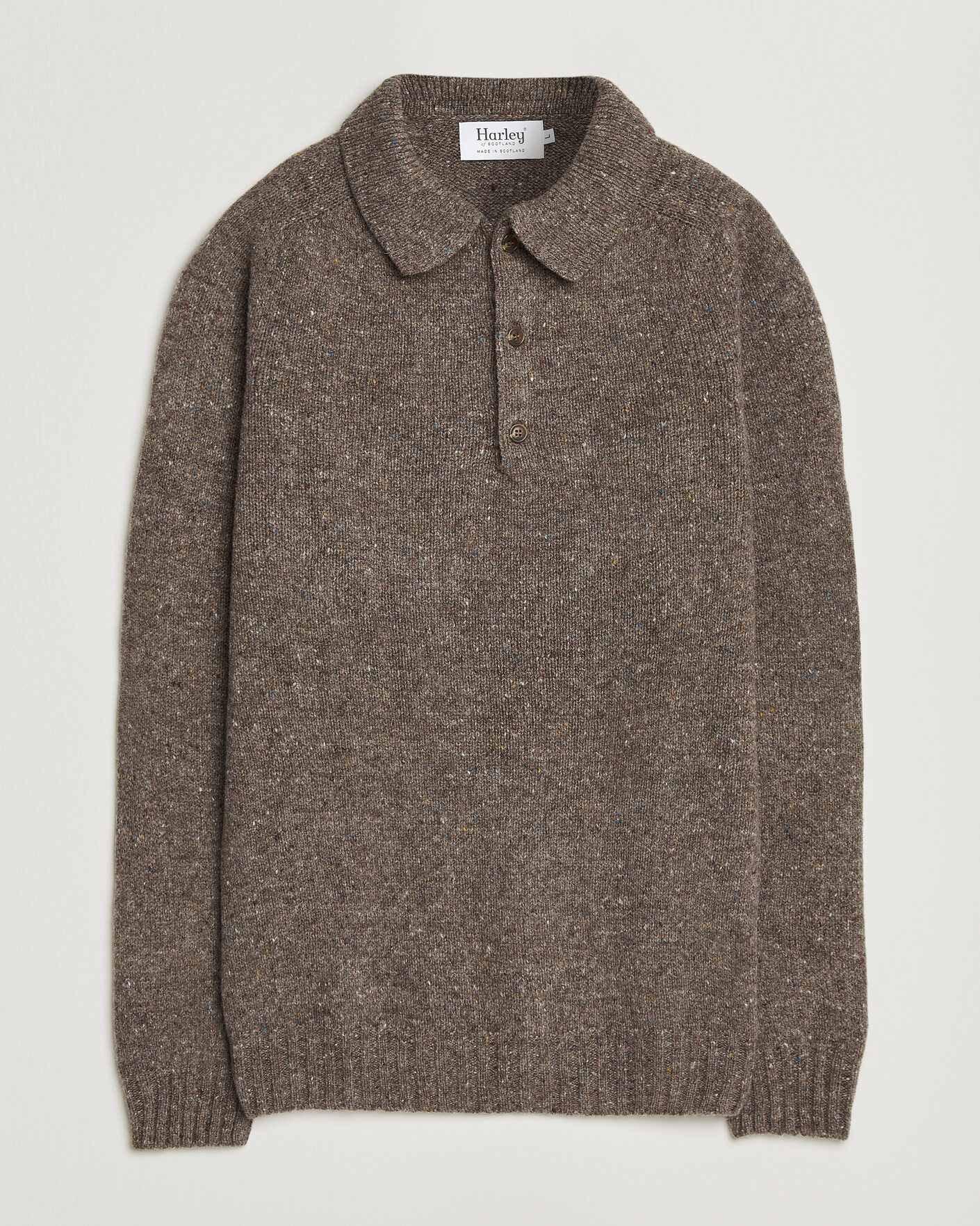 Heren | Truien | Harley Of Scotland | Donegal Wool Polo Brown