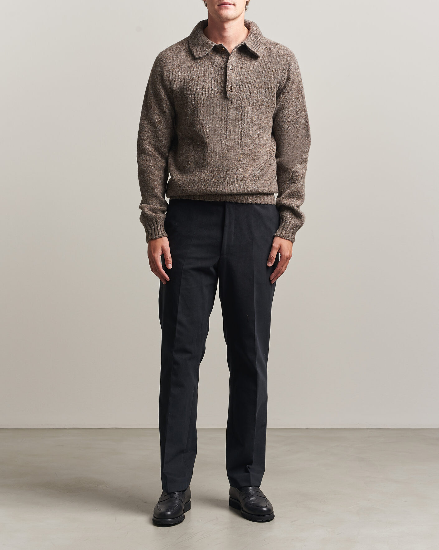 Heren | Truien | Harley Of Scotland | Donegal Wool Polo Brown