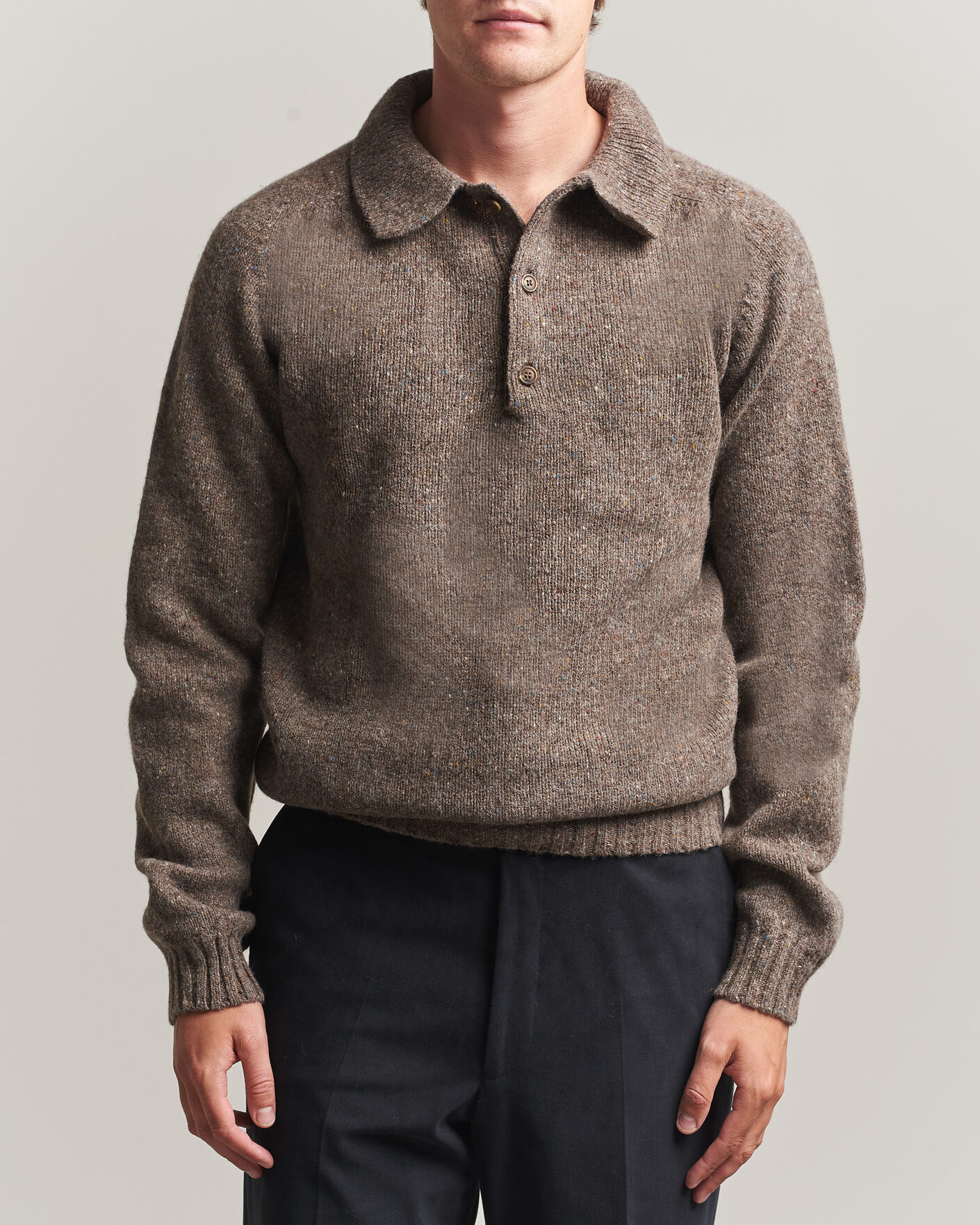 Heren | Truien | Harley Of Scotland | Donegal Wool Polo Brown