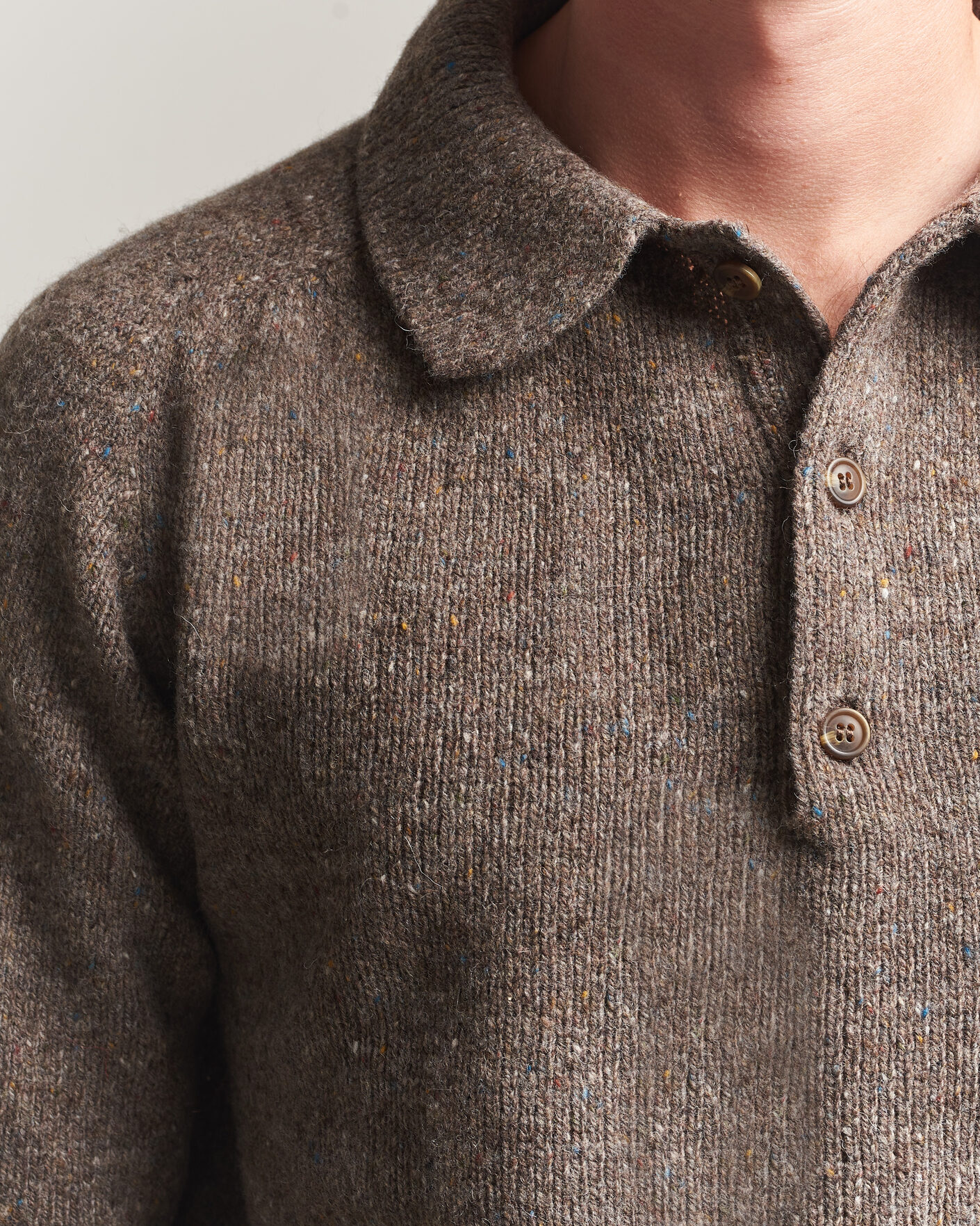 Heren | Truien | Harley Of Scotland | Donegal Wool Polo Brown