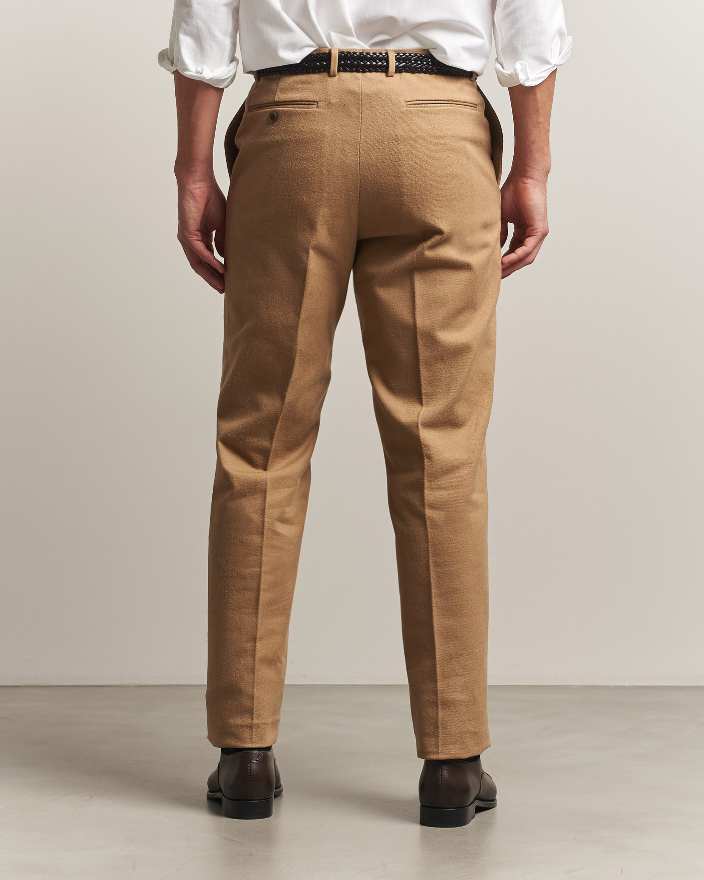 Heren | Broeken | Kamakura Shirts | Brushed Cotton Twill Ivy Trousers Beige