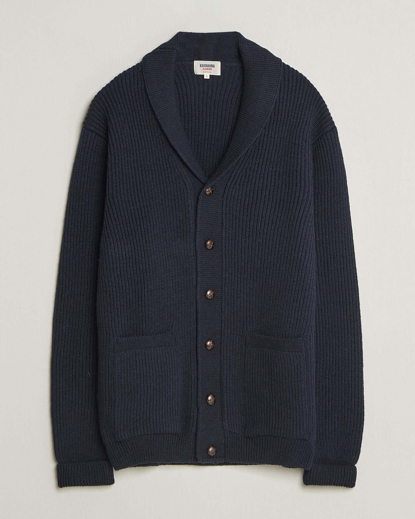 Heren | Truien | Kamakura Shirts | McQueen Shawl Collar Cardigan Navy