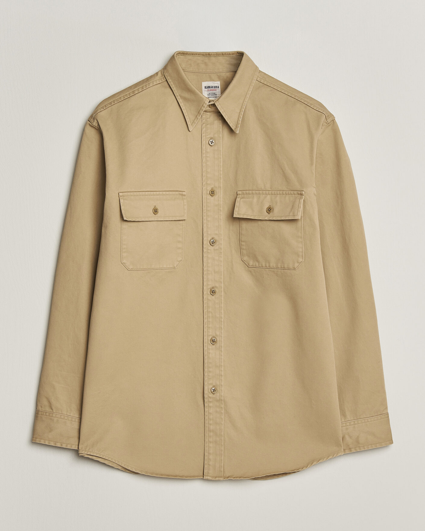 Heren | Overhemden | Kamakura Shirts | Cotton Twill CPO Overshirt Beige