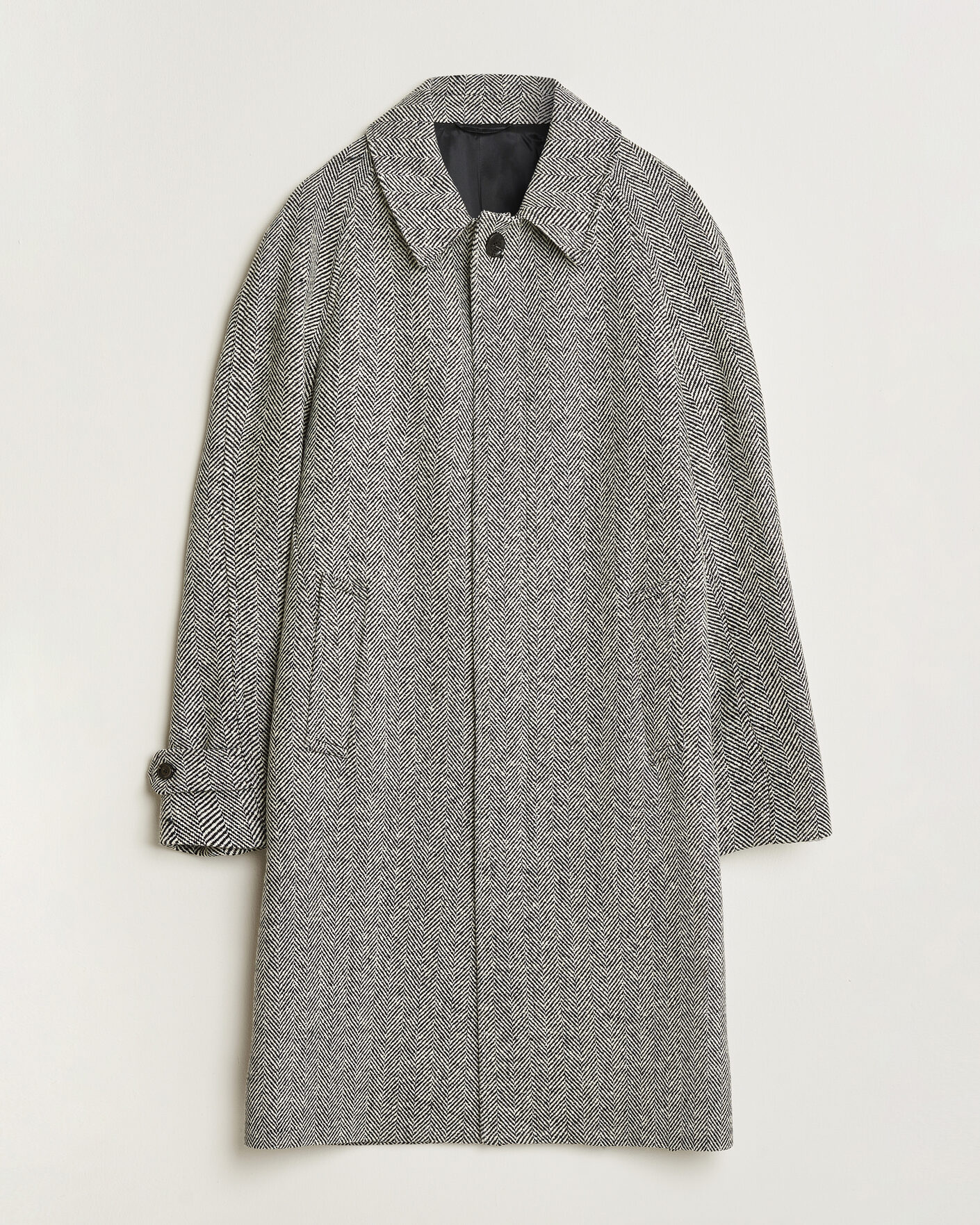 Heren | Jassen | Lardini | Wool Herringbone Raglan Coat Dark Grey