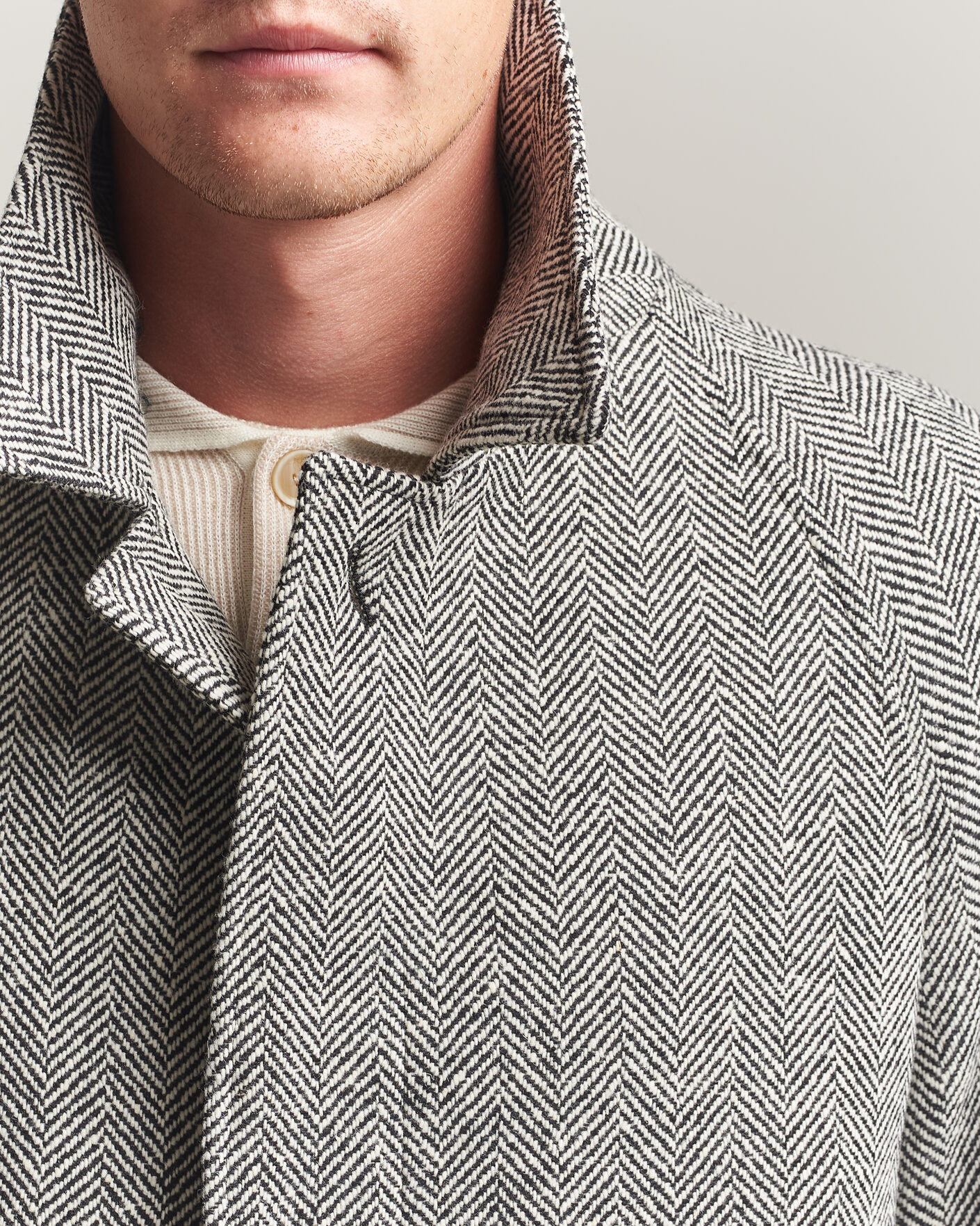 Heren | Jassen | Lardini | Wool Herringbone Raglan Coat Dark Grey