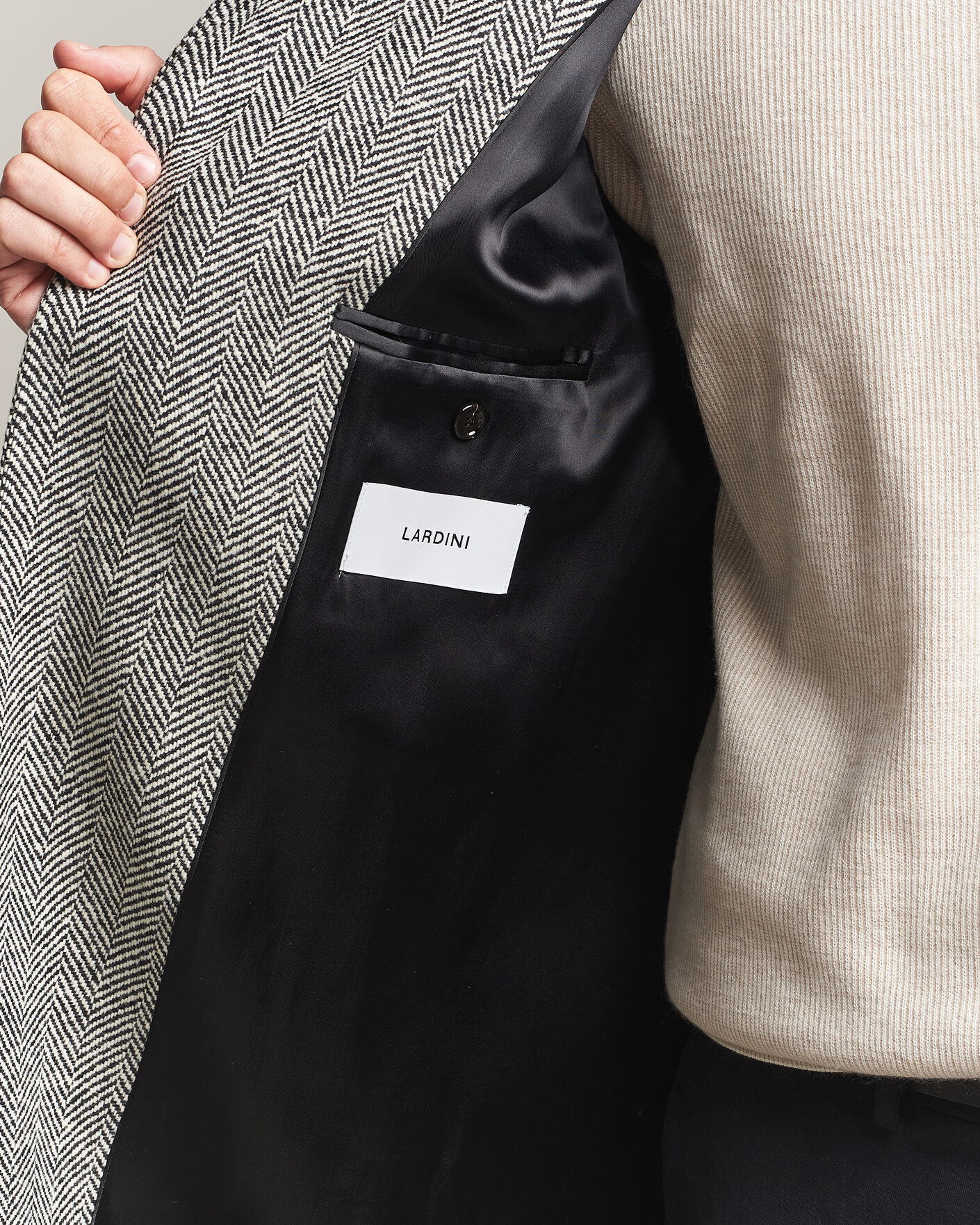 Heren | Jassen | Lardini | Wool Herringbone Raglan Coat Dark Grey