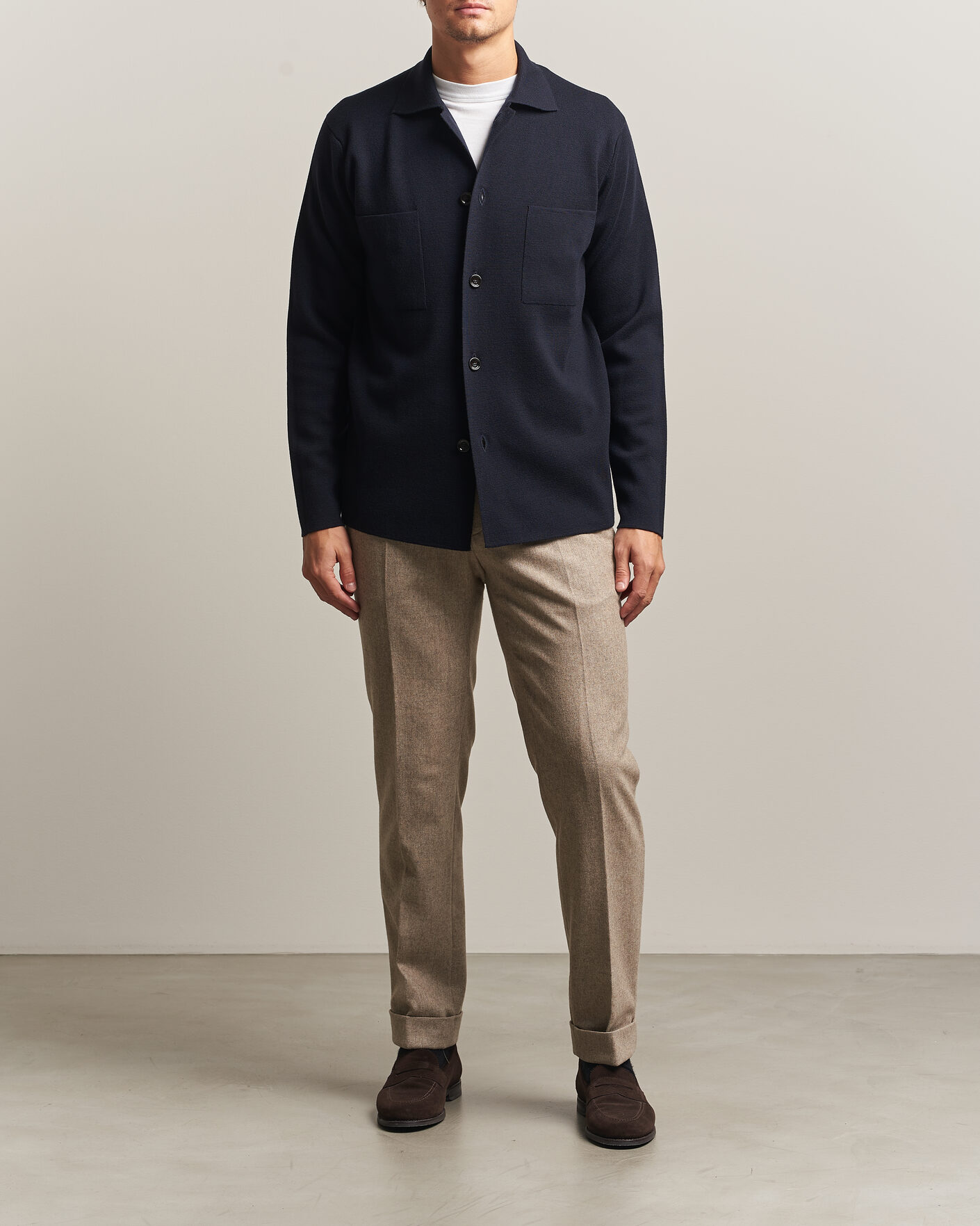 Heren | Overhemden | Lardini | Knitted Pocket Overshirt Navy