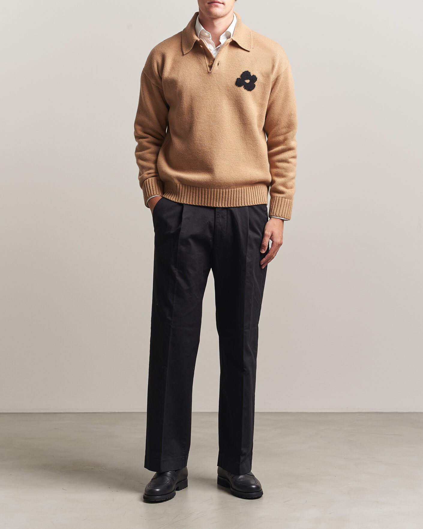 Heren | Truien | Lardini | Knitted Wool/Cashmere Polo Brown