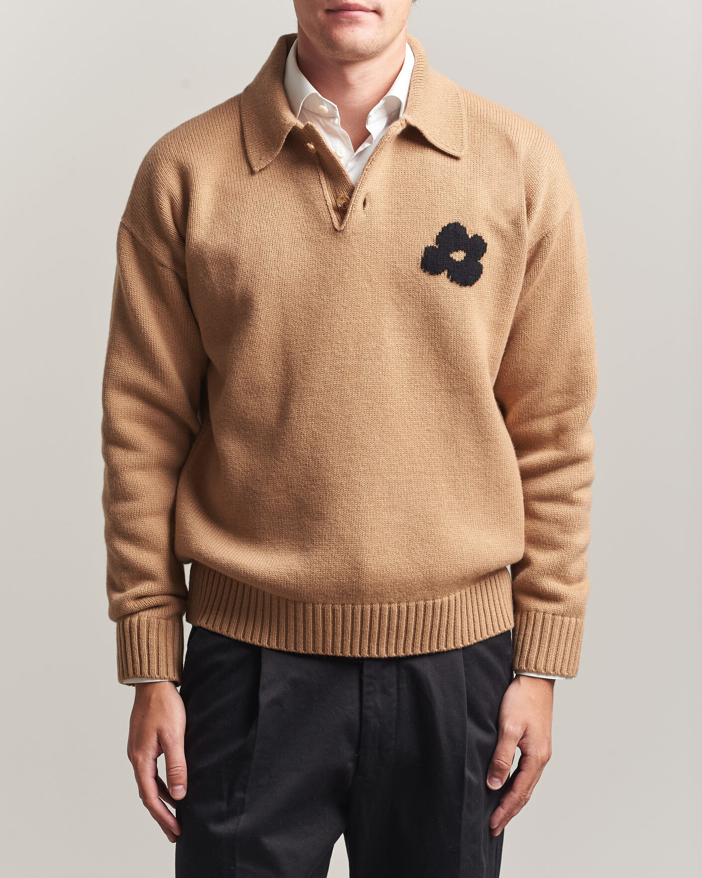 Heren | Truien | Lardini | Knitted Wool/Cashmere Polo Brown