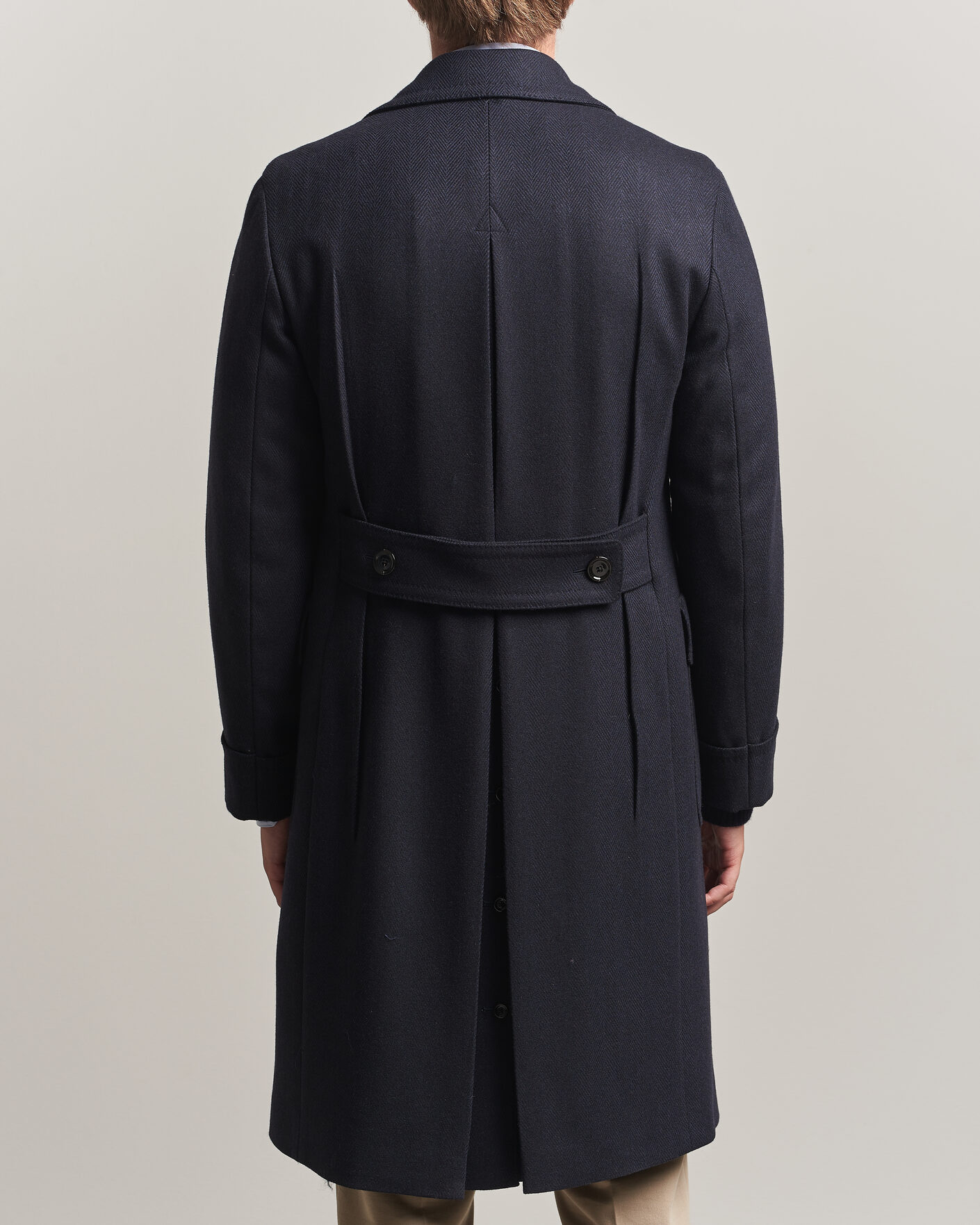 Heren | Jassen | Lardini | Ulster Wool/Cashmere Tonal Herringbone Coat Navy