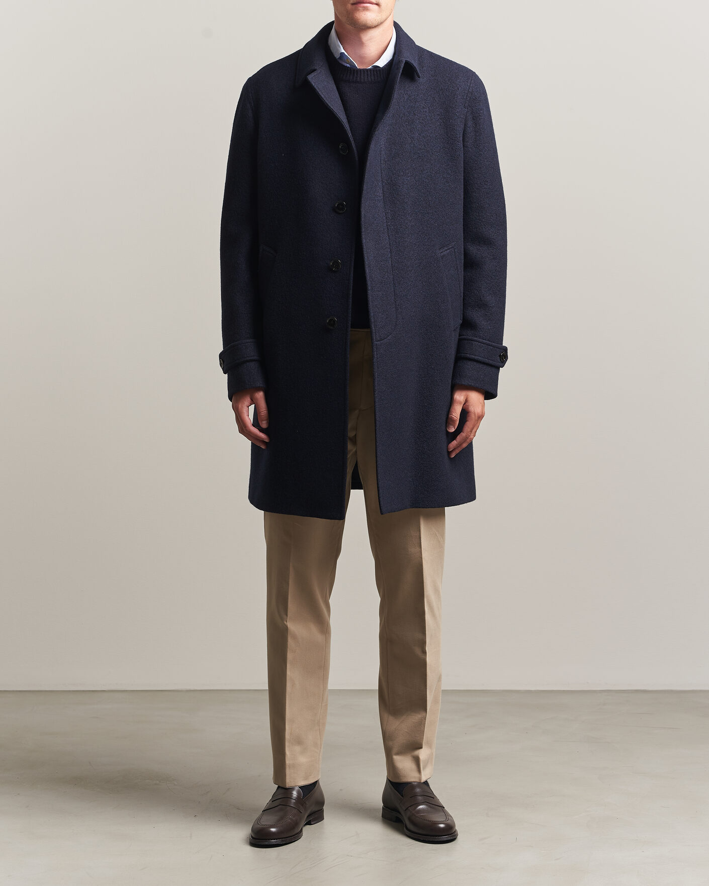 Heren | Jassen | Lardini | Wool/Cashmere Boucle Car Coat Navy