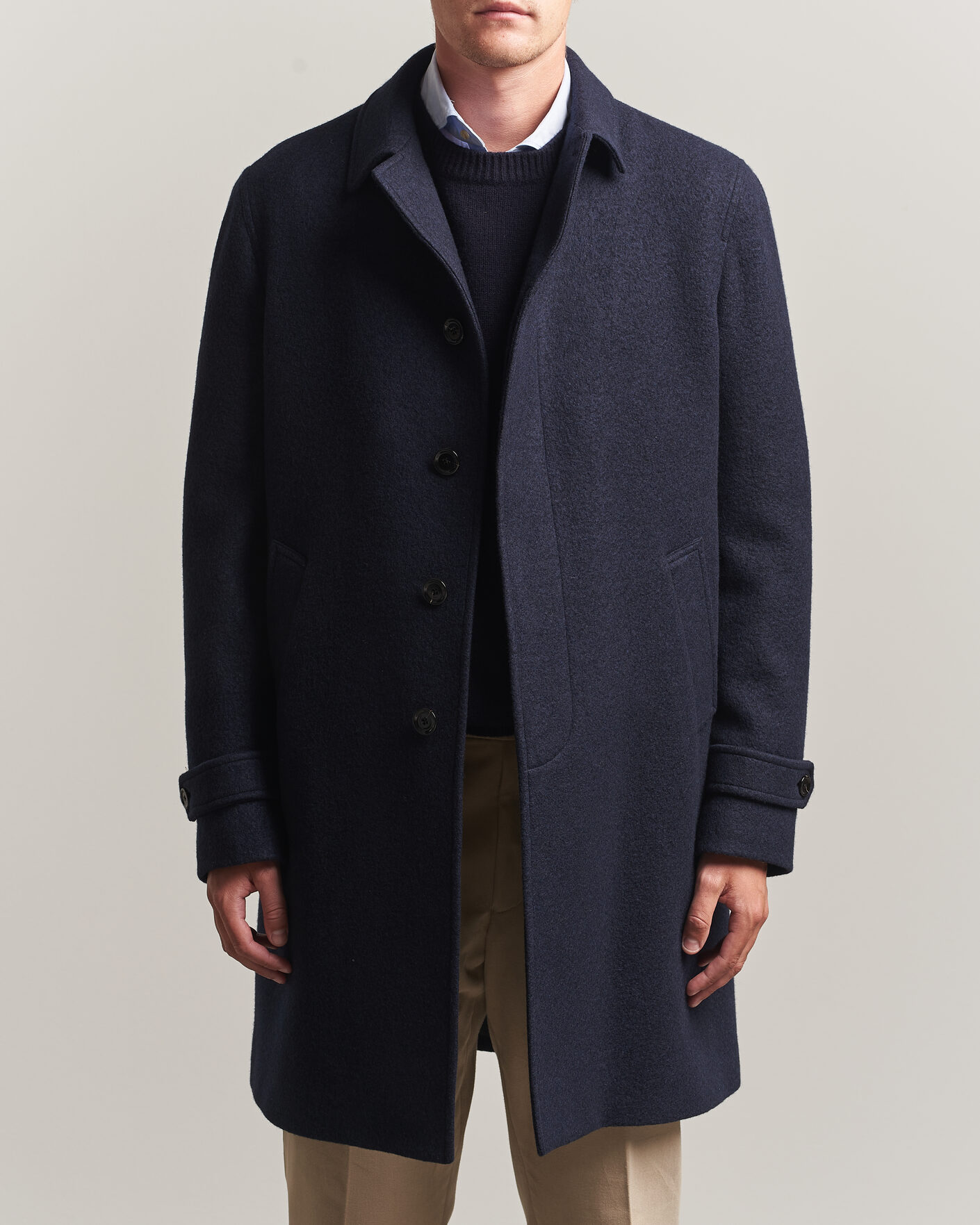 Heren | Jassen | Lardini | Wool/Cashmere Boucle Car Coat Navy