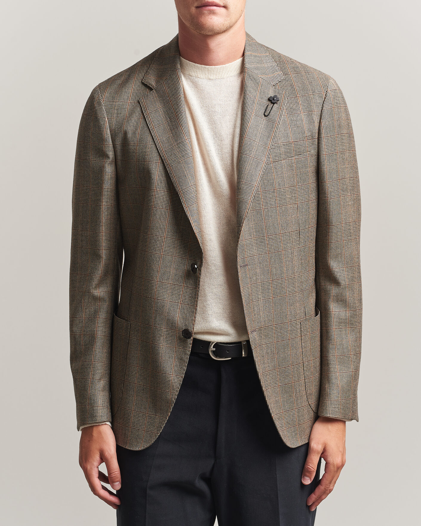 Heren | Blazers | Lardini | Wool Prince of Wales Check Blazer Brown