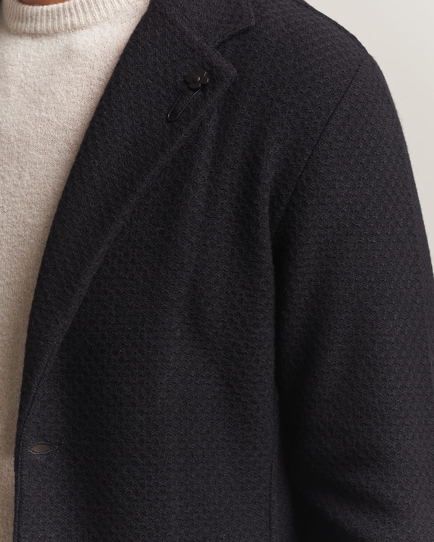 Heren | Blazers | Lardini | Knitted Structure Wool/Cashmere Blazer Black