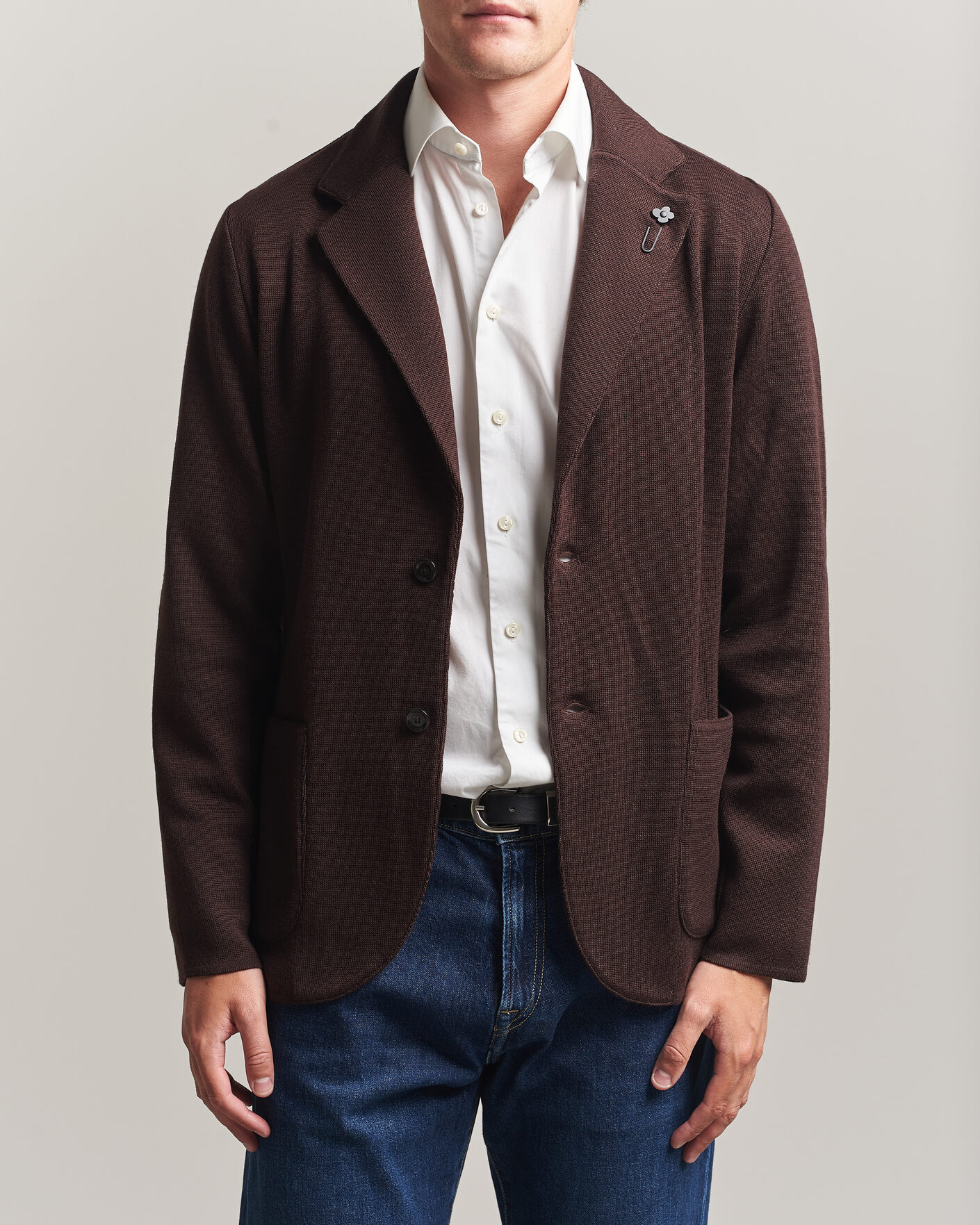 Heren | Blazers | Lardini | Knitted Wool Blazer Brown