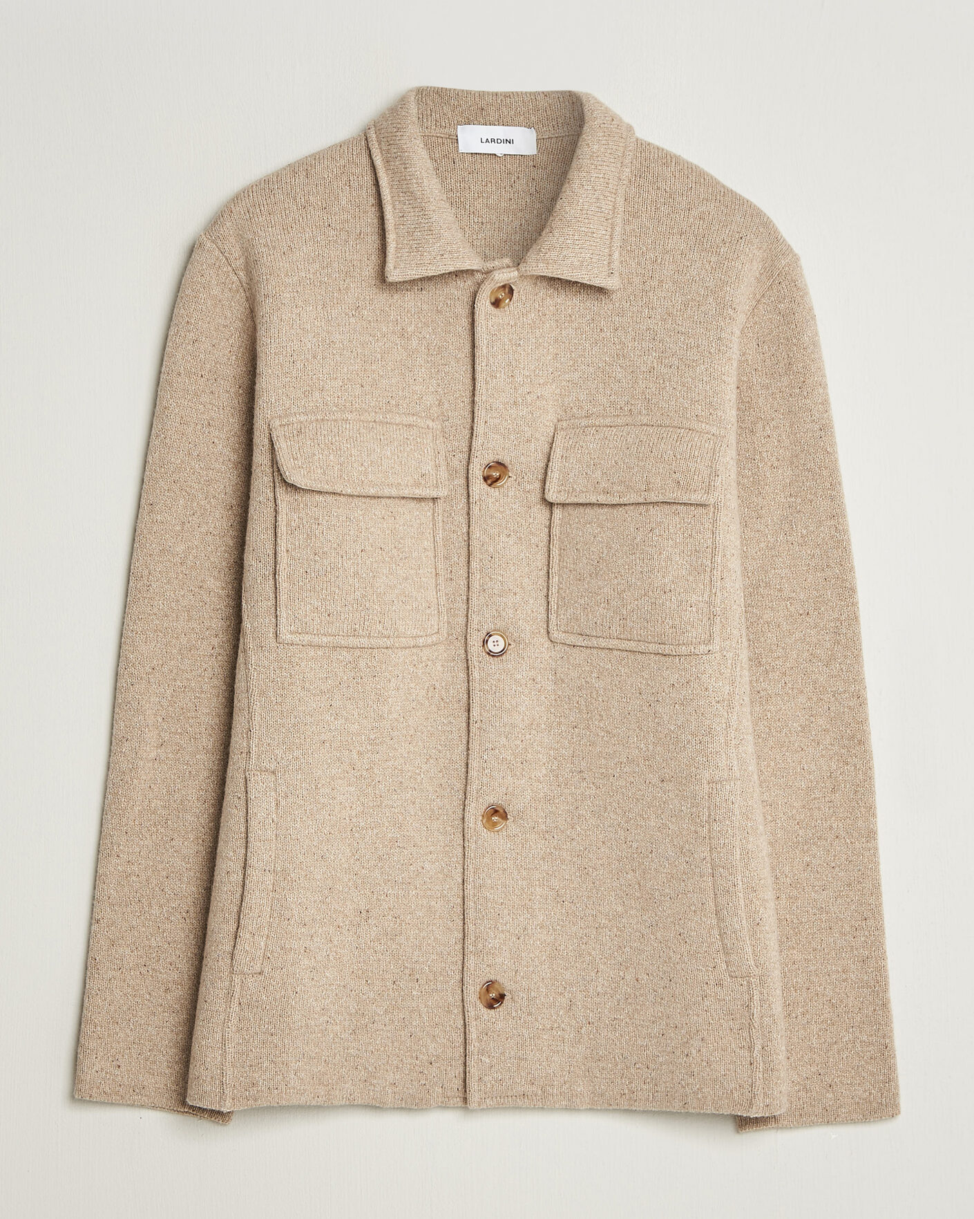 Heren | Truien | Lardini | Knitted Shirt Jacket Beige