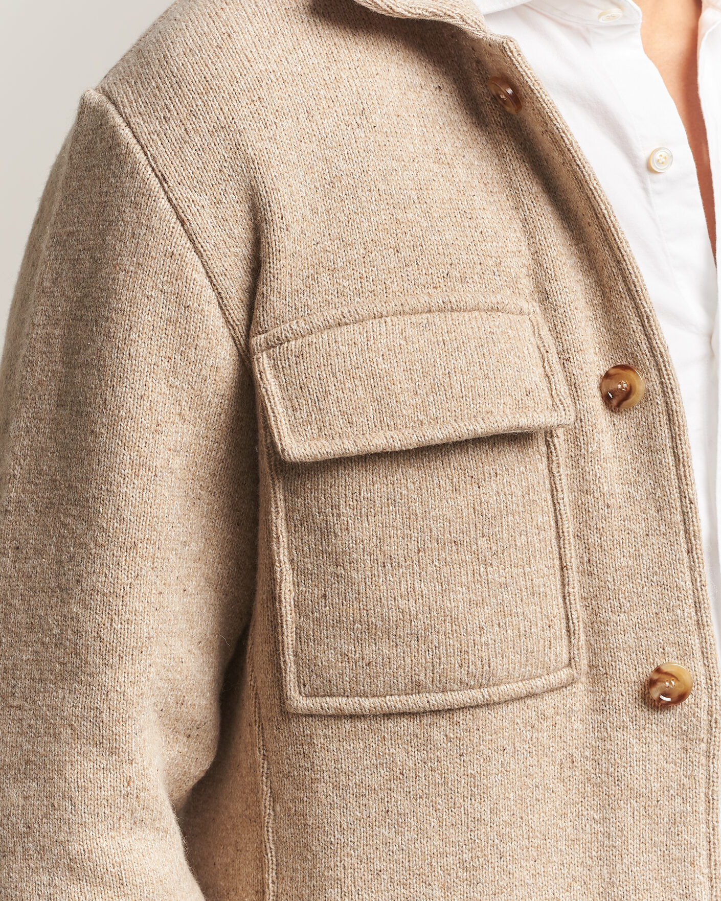 Heren | Truien | Lardini | Knitted Shirt Jacket Beige
