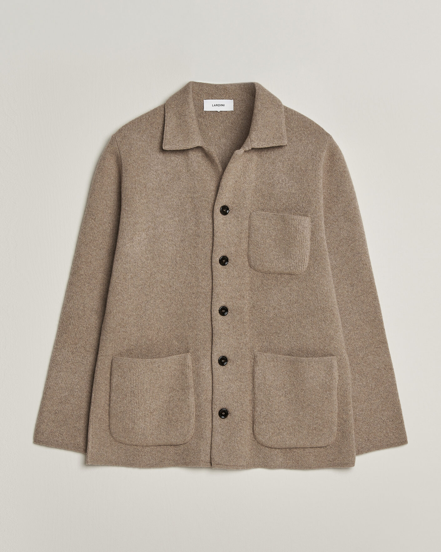 Heren | Truien | Lardini | Knitted Cashmere Overshirt Light Brown