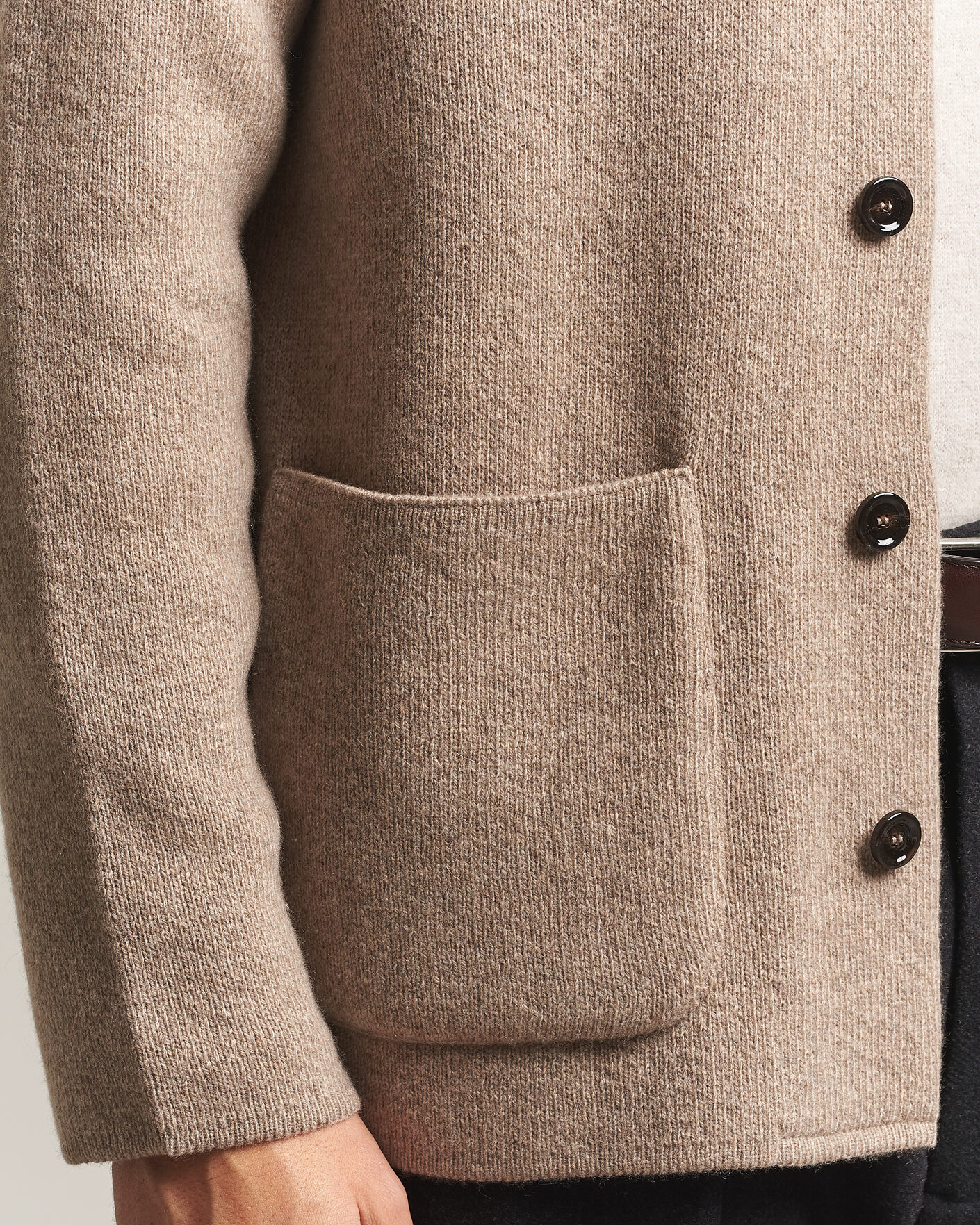 Heren | Truien | Lardini | Knitted Cashmere Overshirt Light Brown