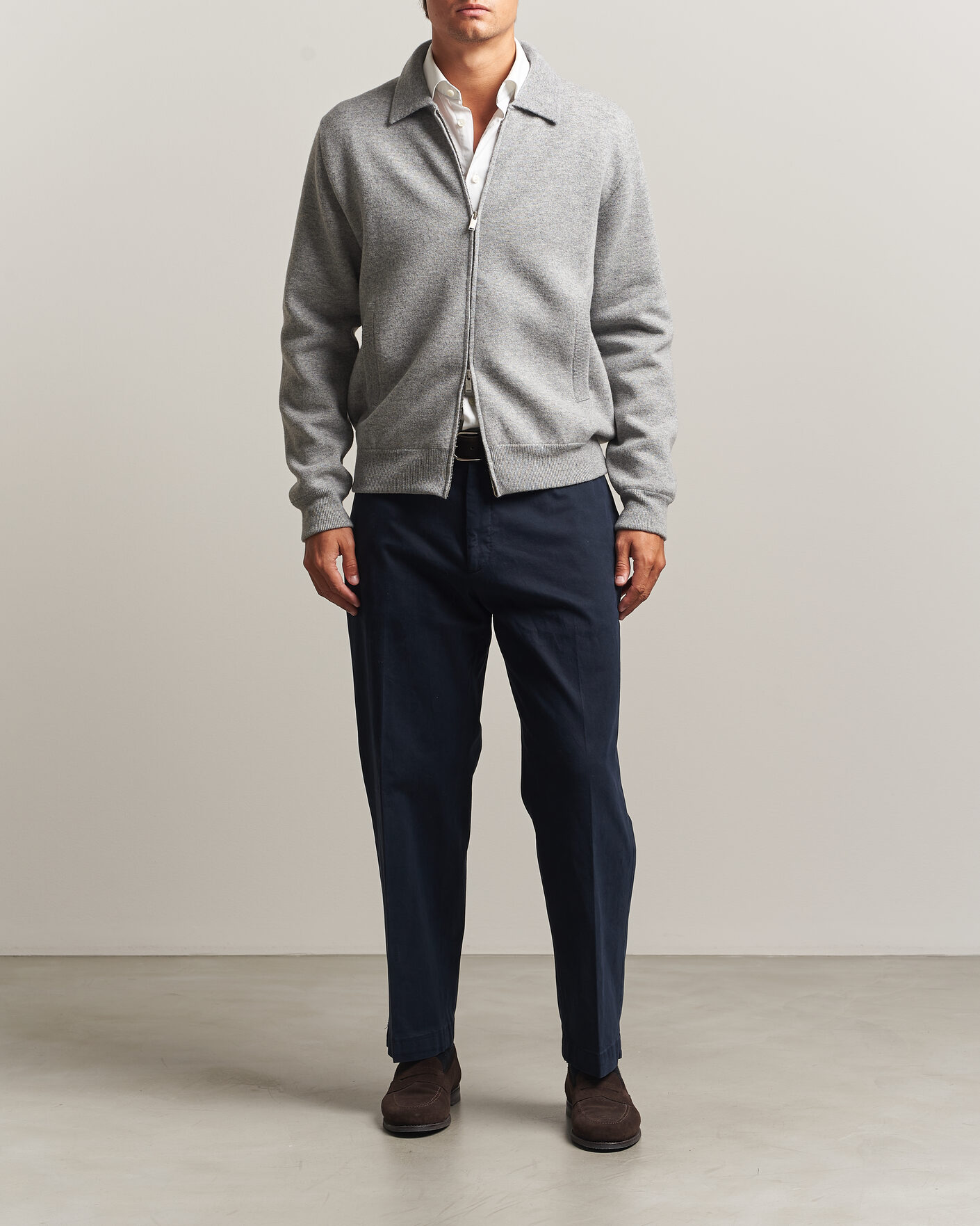 Heren | Jassen | Lardini | Knitted Wool Bomber Jacket Grey