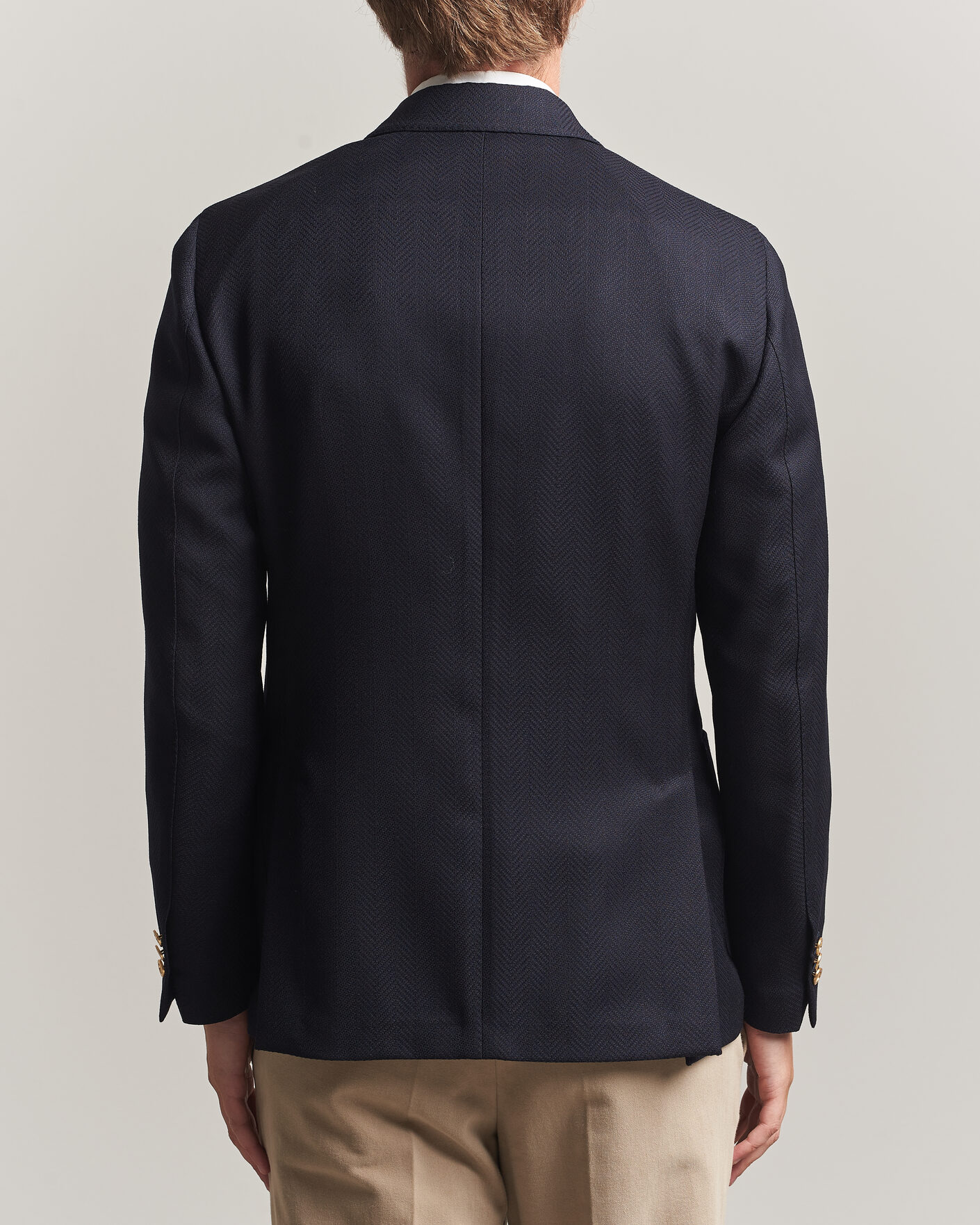 Heren | Blazers | Lardini | Double Breasted Herringbone Wool Blazer Navy
