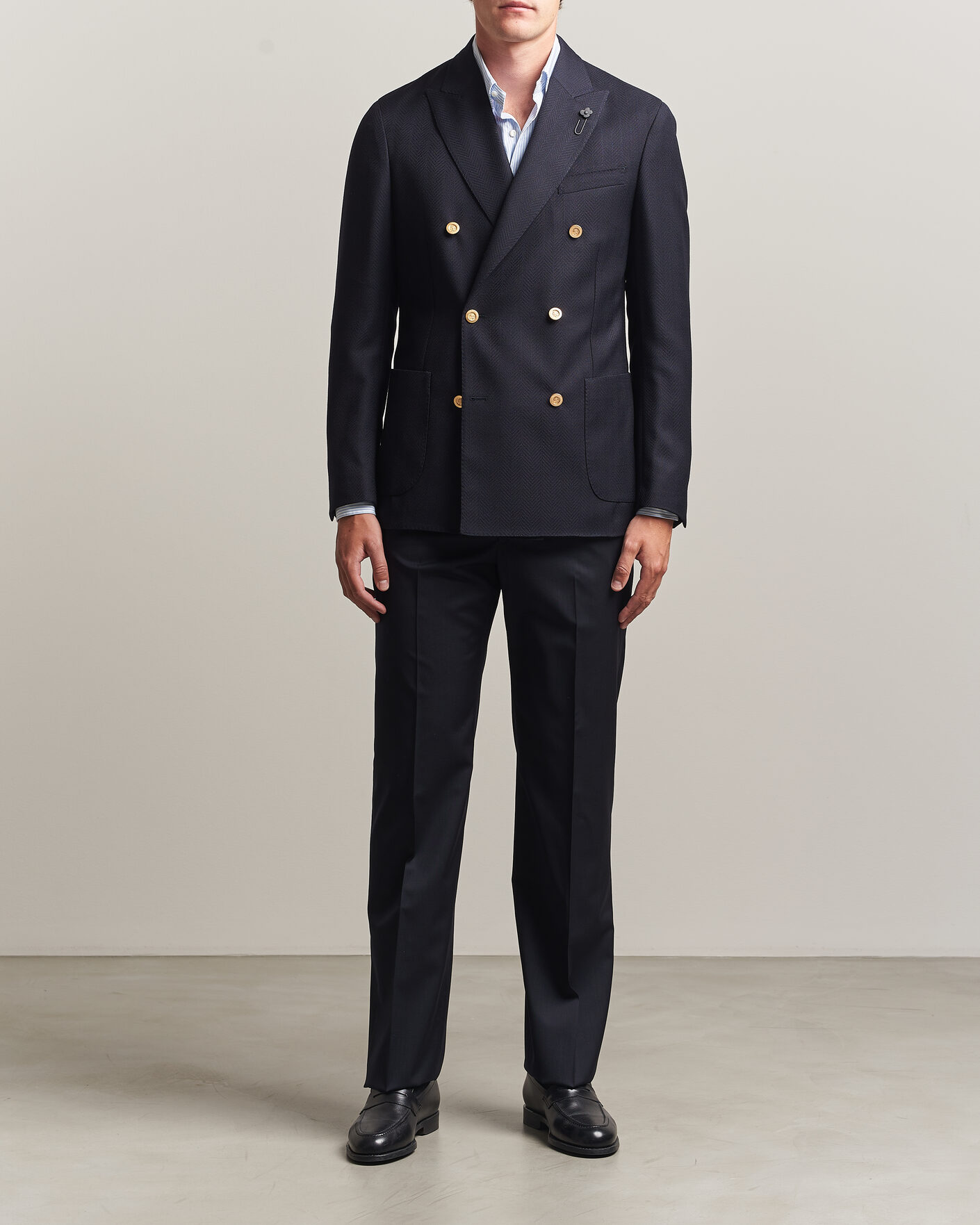 Heren | Broeken | Lardini | Straight Fit Wool Trousers Navy
