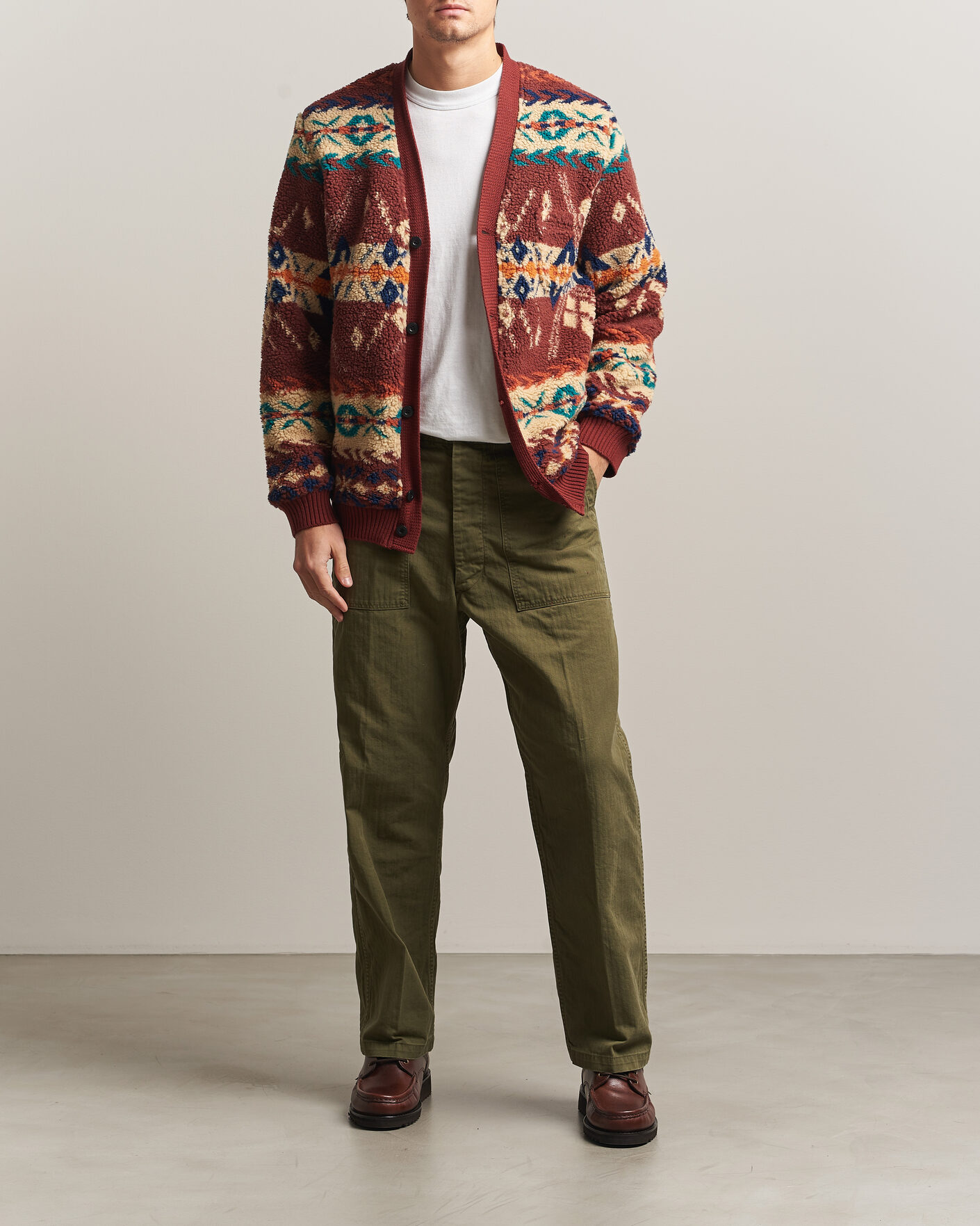 Heren | Broeken | orSlow | Vintage Fit Herringbone Fatigue Pants Army Green