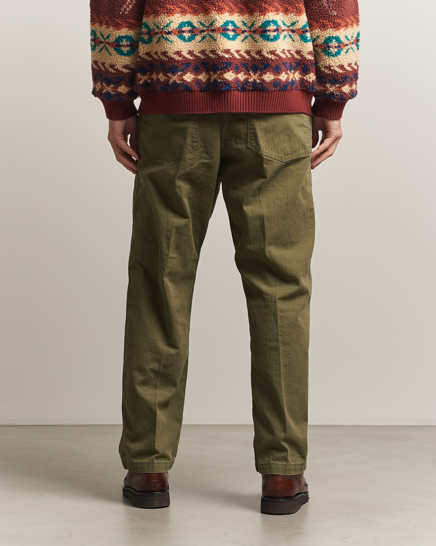 Heren | Broeken | orSlow | Vintage Fit Herringbone Fatigue Pants Army Green