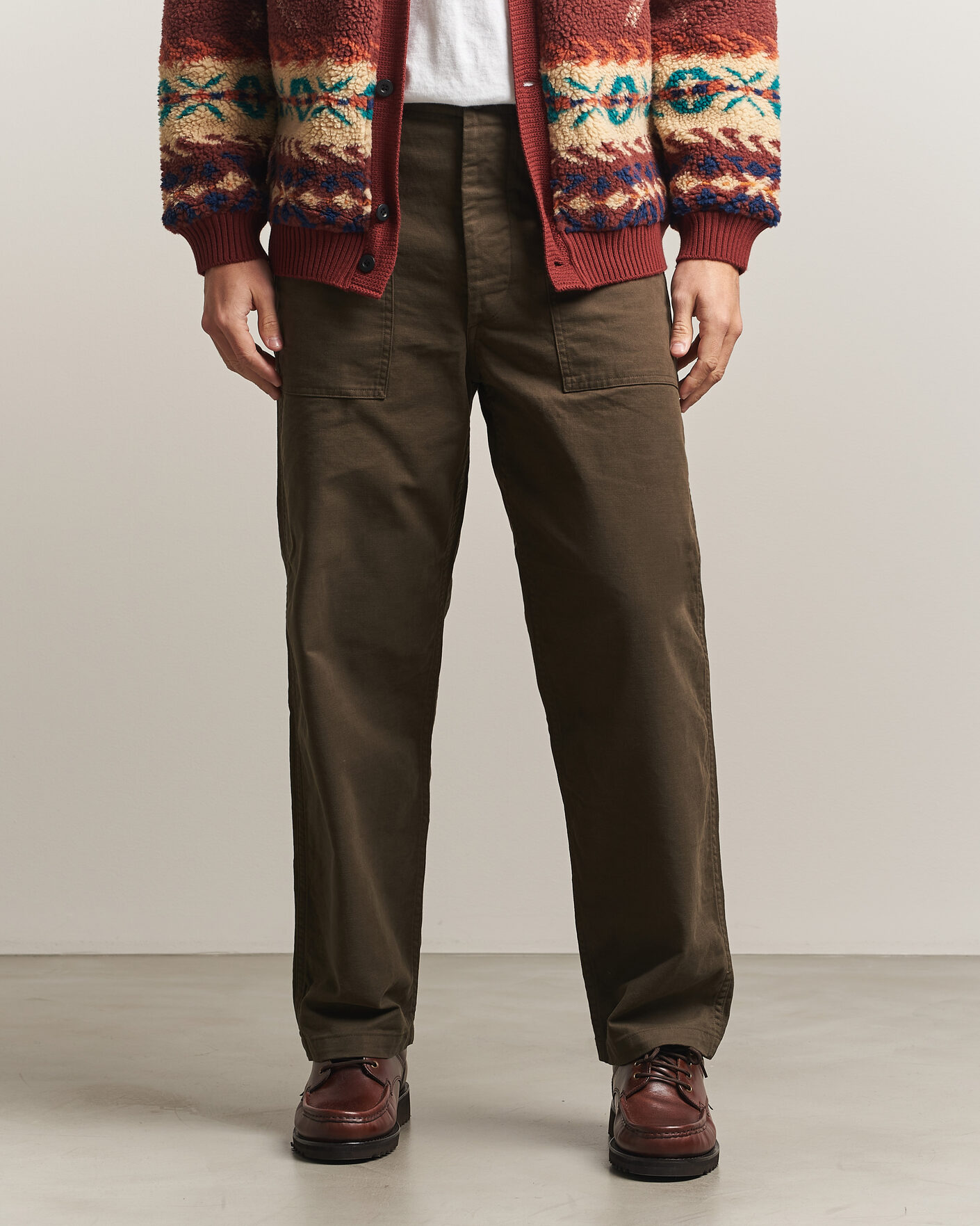 Heren | Broeken | orSlow | Regular Fit Original Sateen Fatigue Pants Coffee Brown
