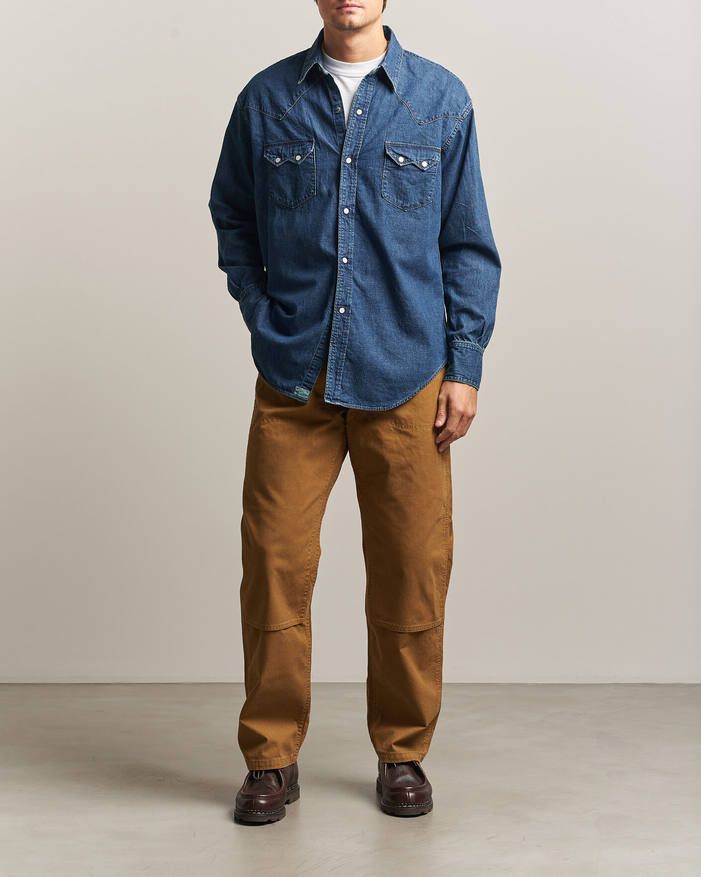 Heren | Broeken | orSlow | Double Knee Work Trousers Brown