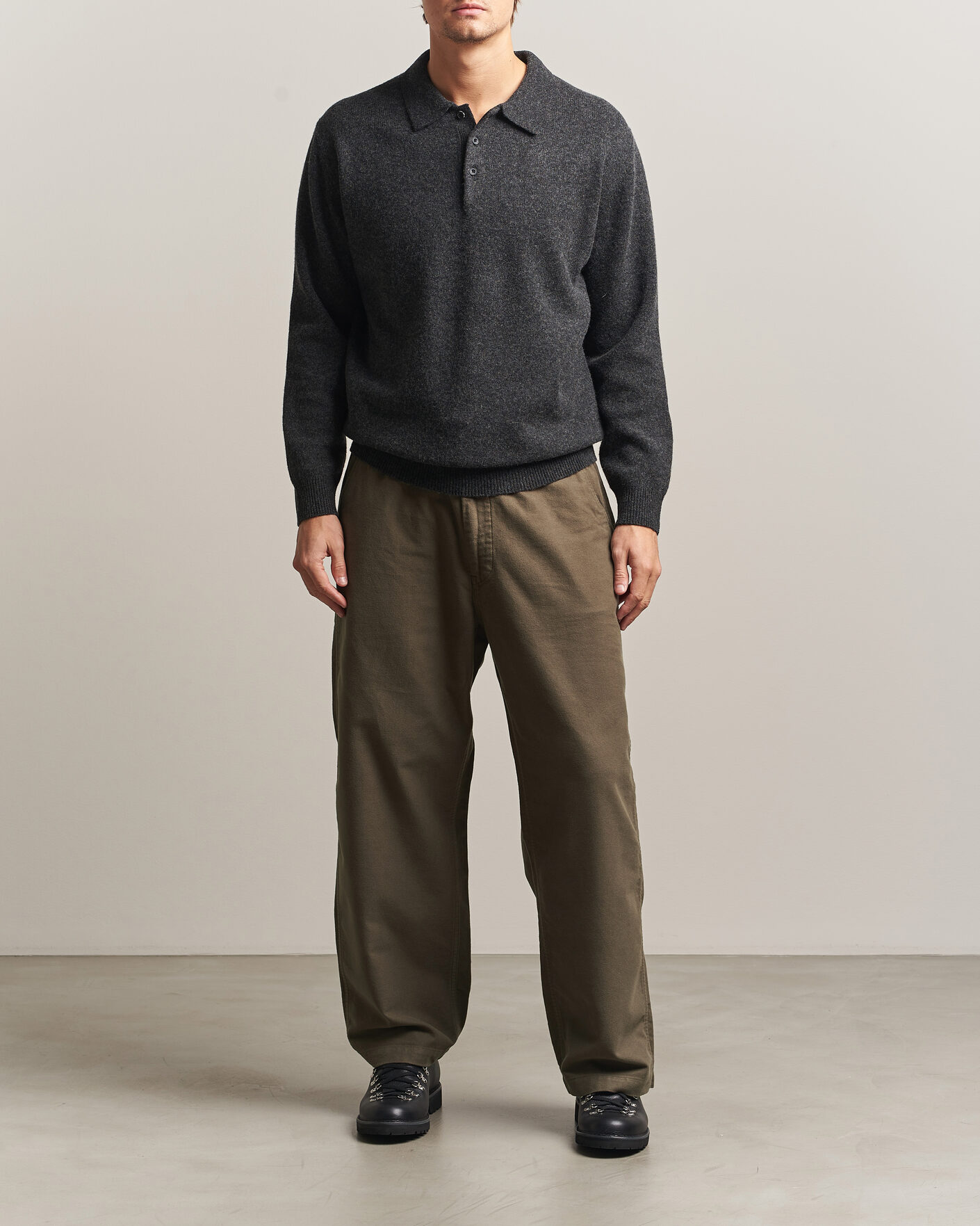 Heren | Broeken | orSlow | Wide Fit New Yorker Brushed Trousers Moss Gray