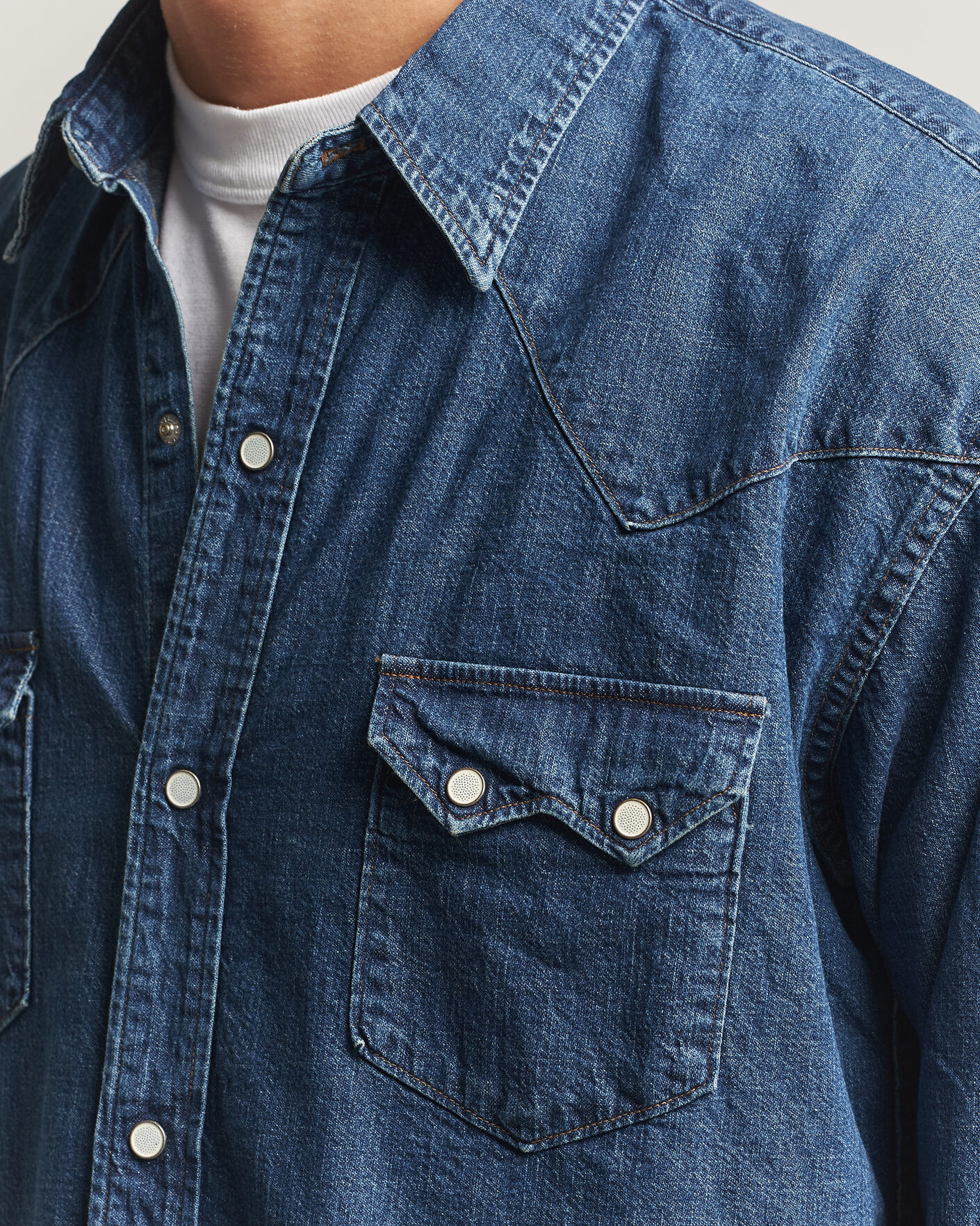 Heren | Overhemden | orSlow | Denim Western Shirt Vintage Indigo