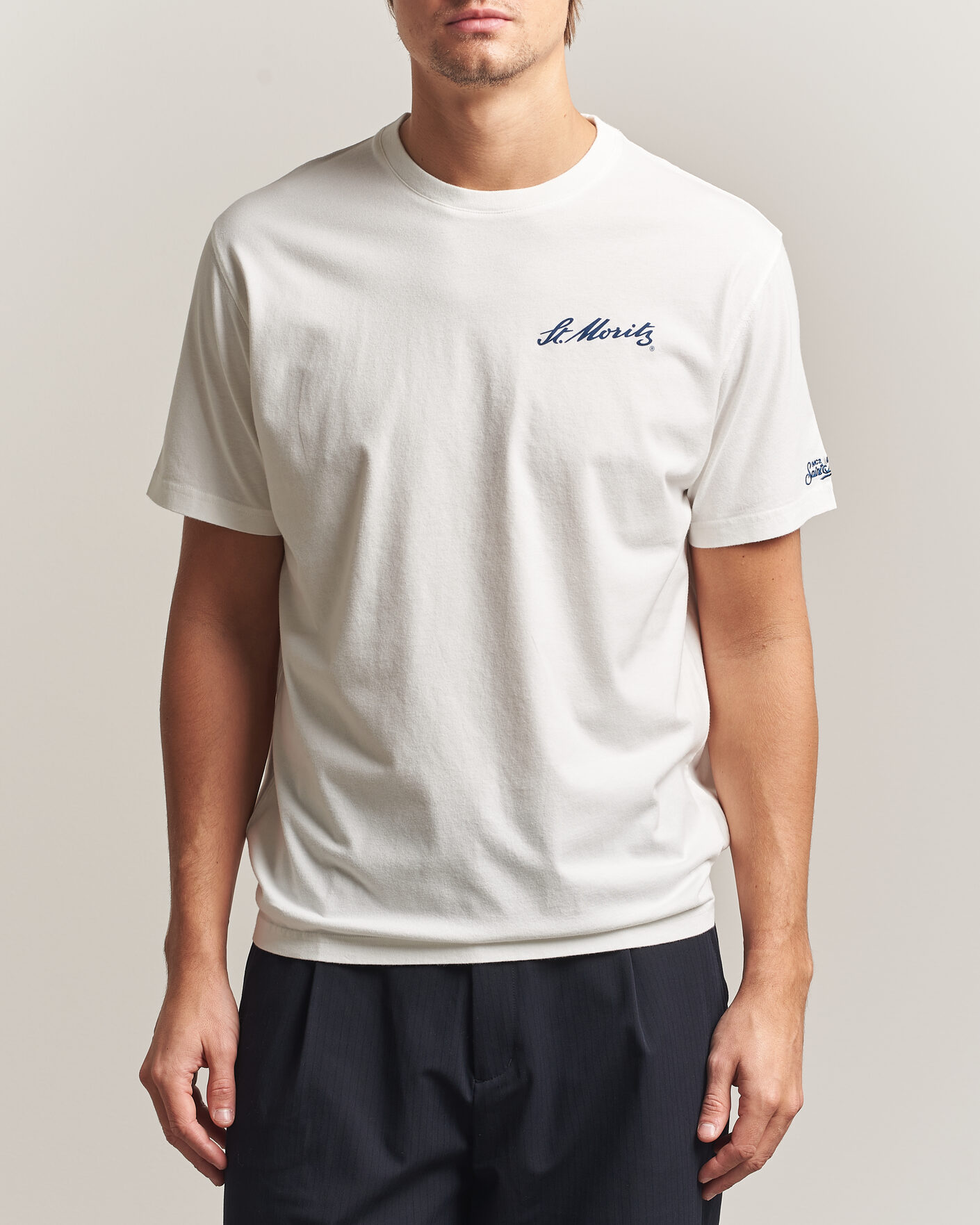 Heren | T-shirts | MC2 Saint Barth | Back Printed Cotton T-Shirt St Moritz Racing