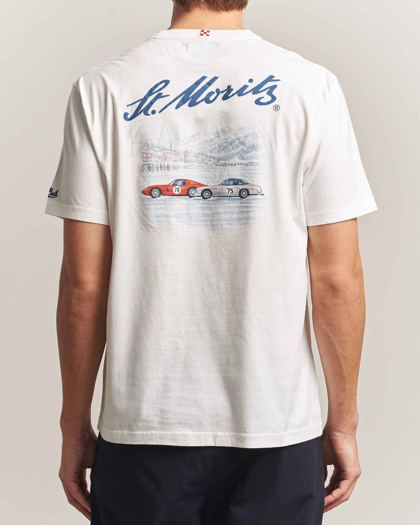 Heren | T-shirts | MC2 Saint Barth | Back Printed Cotton T-Shirt St Moritz Racing