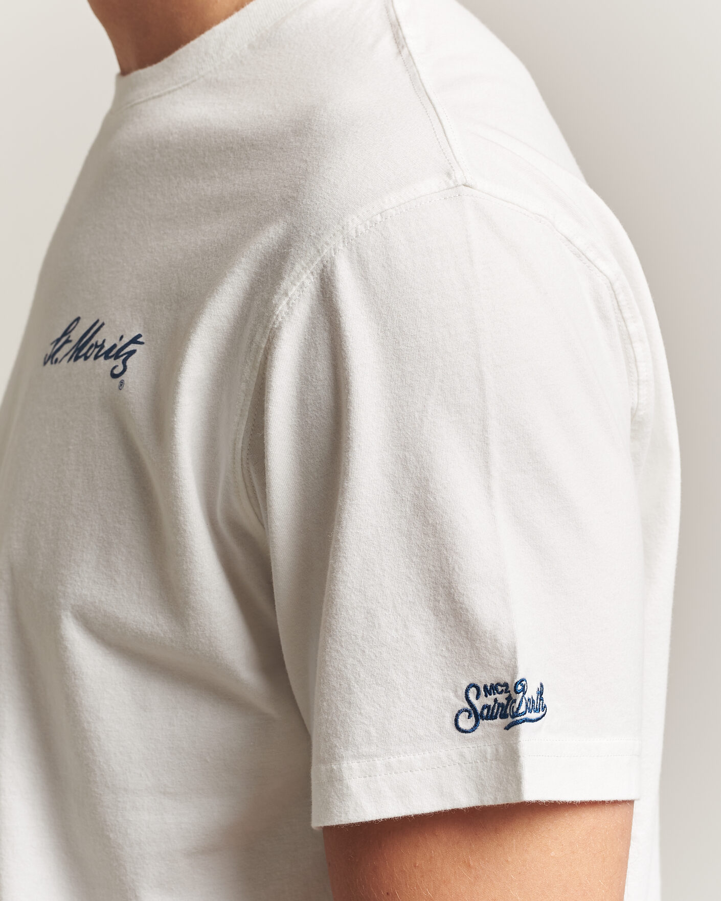 Heren | T-shirts | MC2 Saint Barth | Back Printed Cotton T-Shirt St Moritz Racing