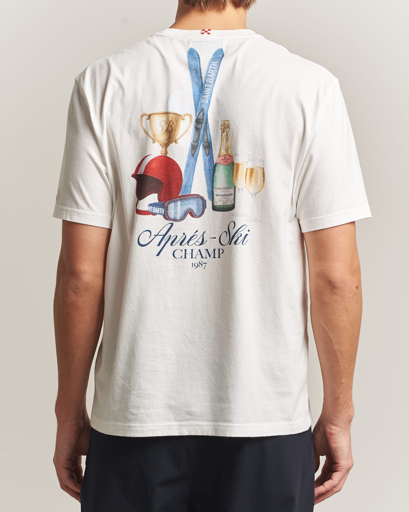 Heren | T-shirts | MC2 Saint Barth | Back Printed Cotton T-Shirt Ski Post Race