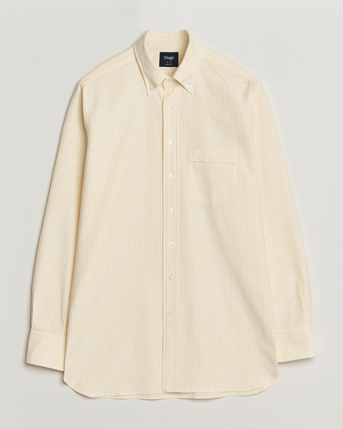 Heren | Overhemden | Drake's | Striped Button Down Oxford Shirt Yellow