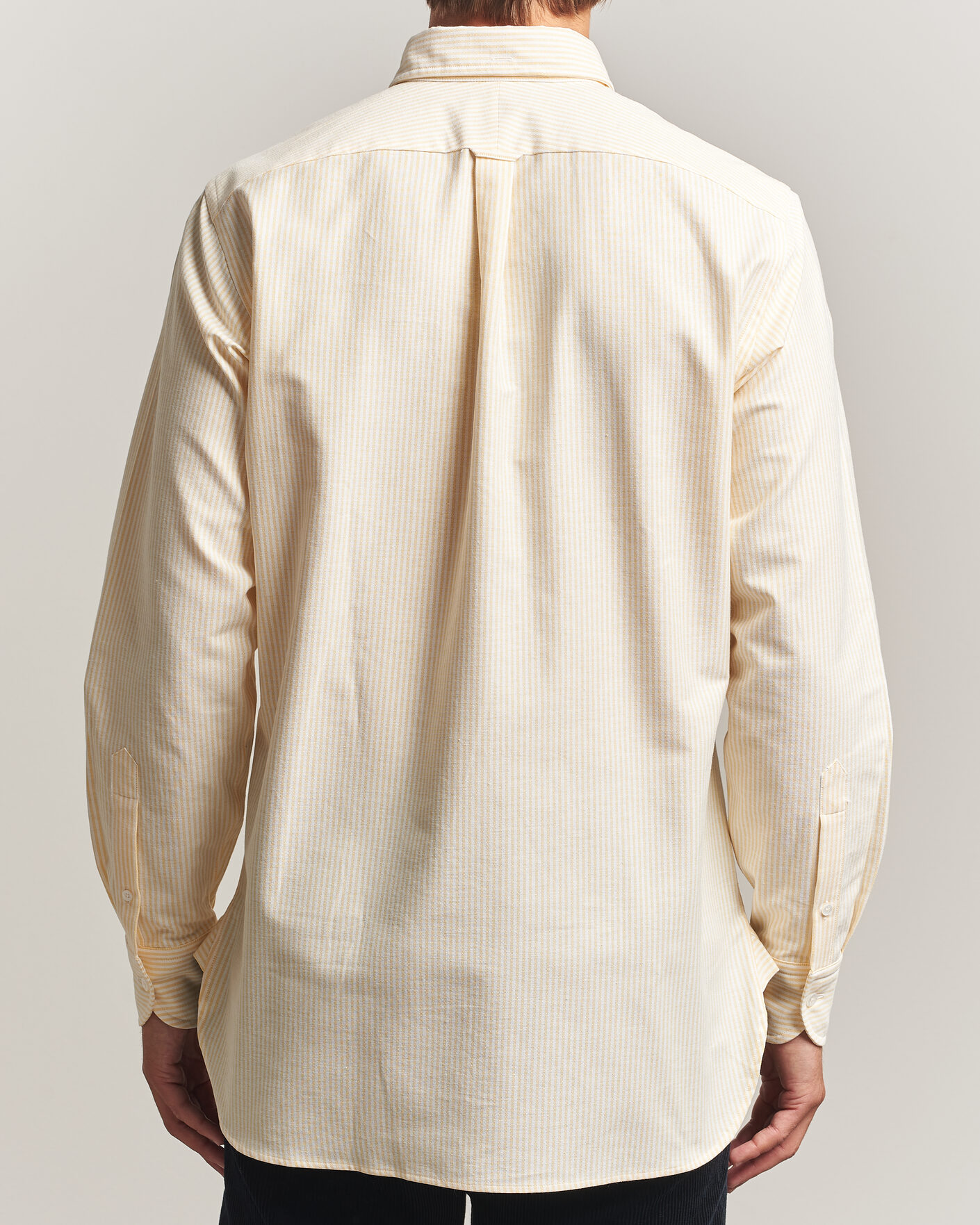 Heren | Overhemden | Drake's | Striped Button Down Oxford Shirt Yellow