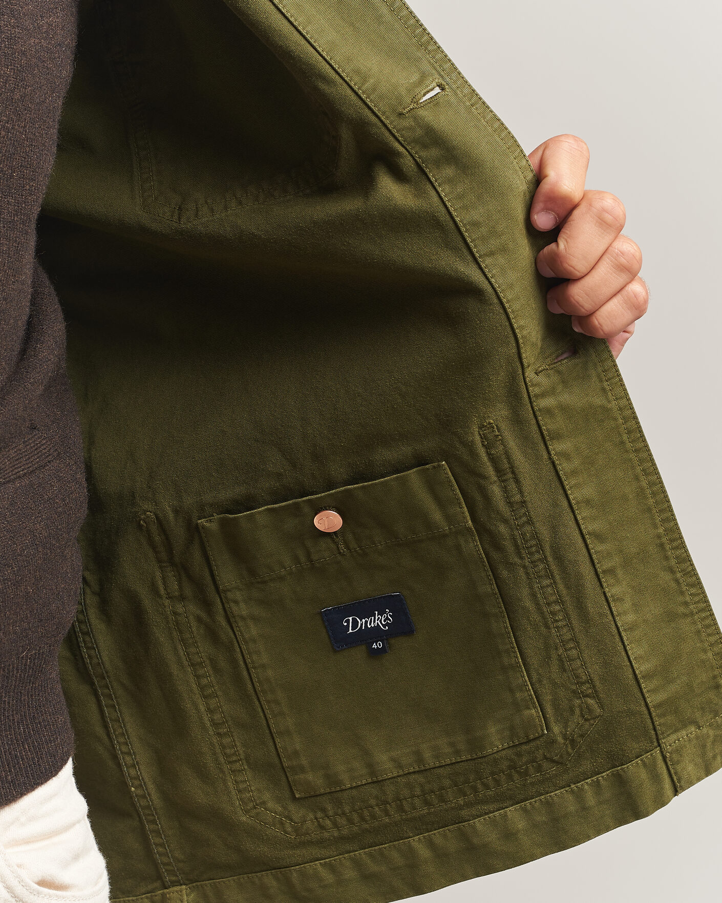 Heren | Jassen | Drake's | Duck Cotton Canvas Chore Jacket Olive
