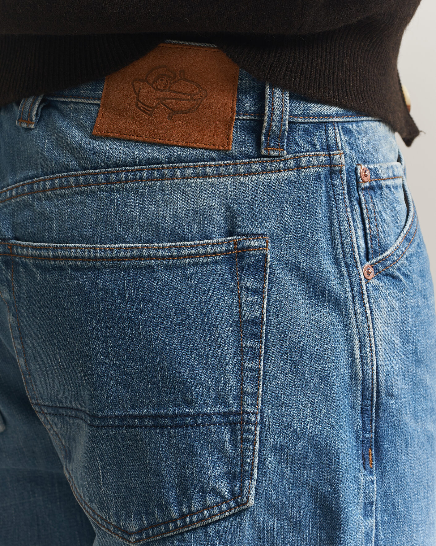 Heren | Jeans | Drake's | 5-Pocket Japanese Selvedge Denim Stone Wash