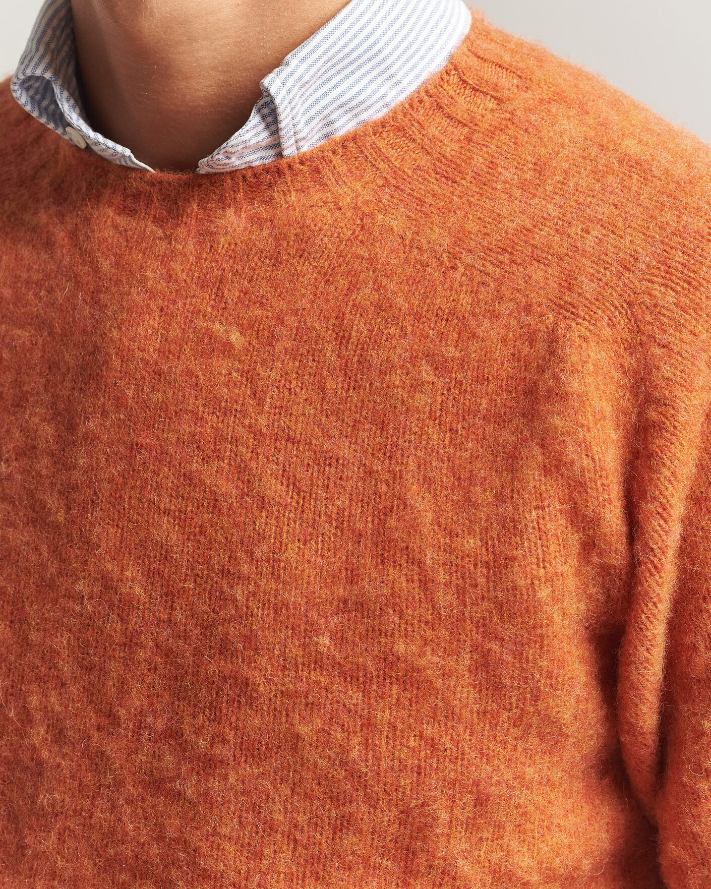 Heren | Truien | Drake's | Brushed Shetland Crew Orange