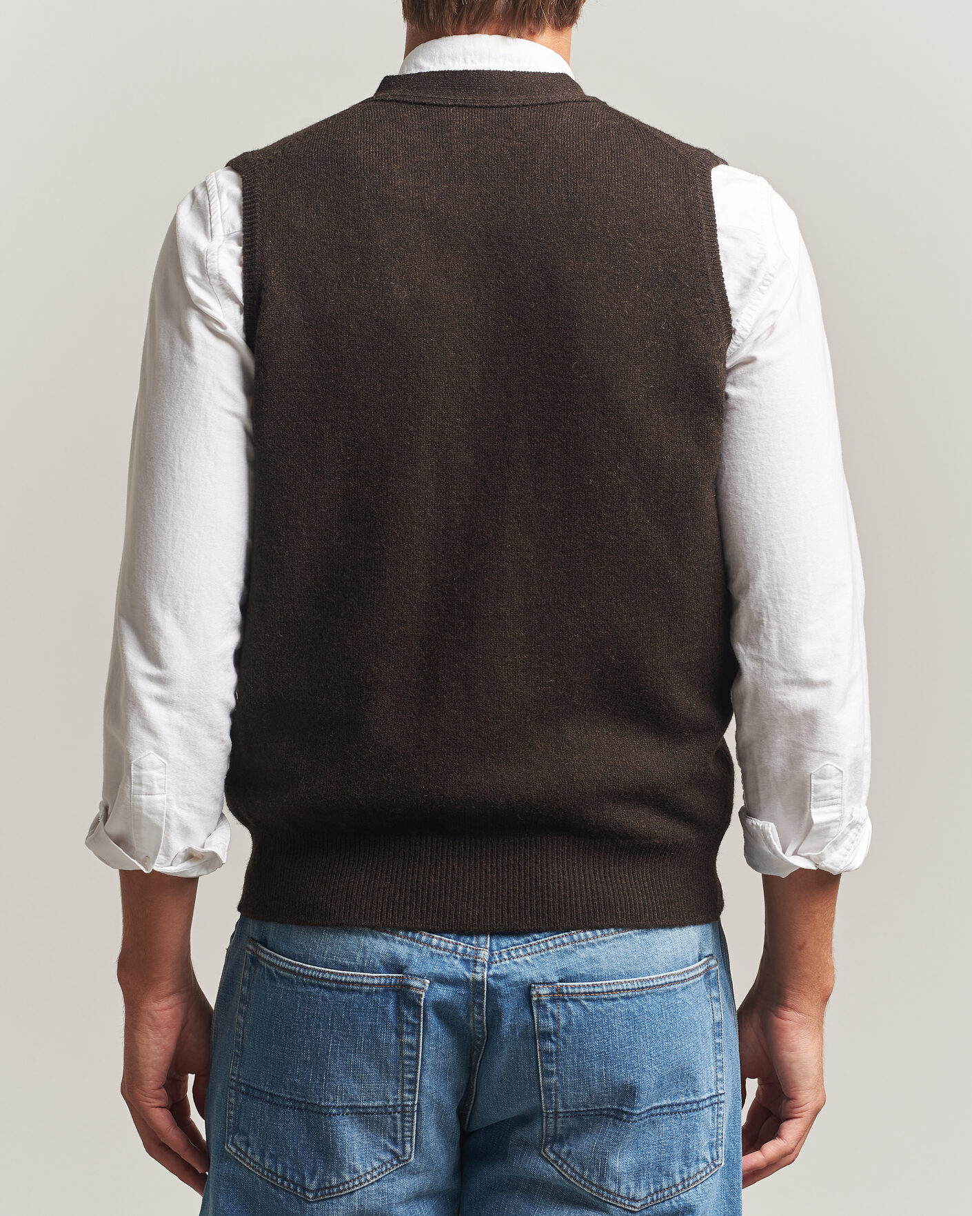 Heren | Truien | Drake's | Lambswool Vest Cardigan Dark Brown