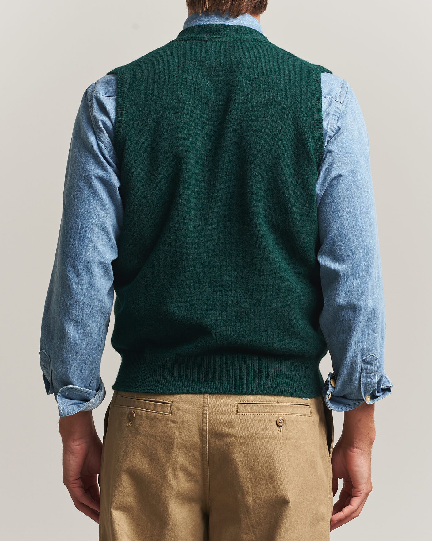 Heren | Truien | Drake's | Lambswool Vest Cardigan Green