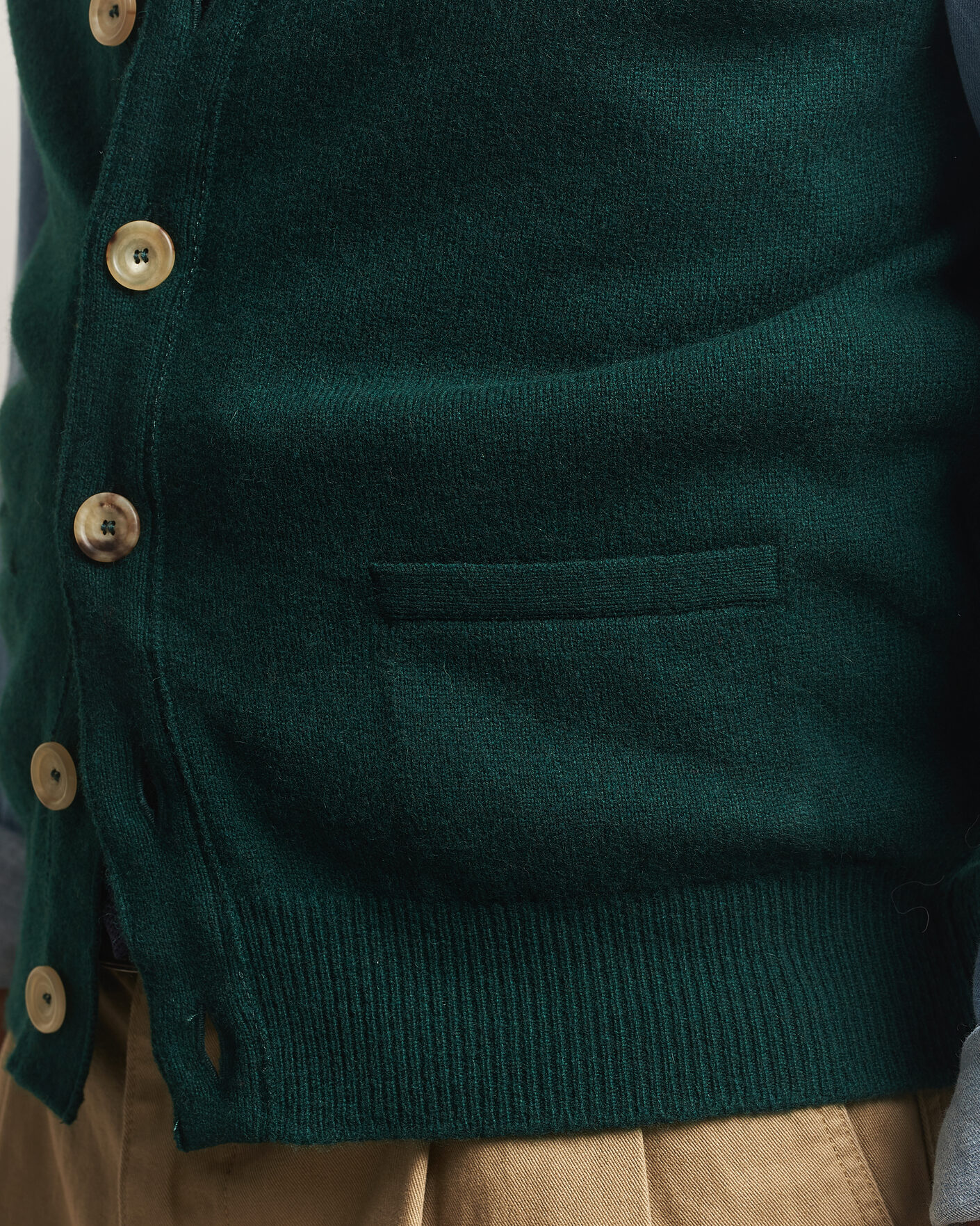 Heren | Truien | Drake's | Lambswool Vest Cardigan Green