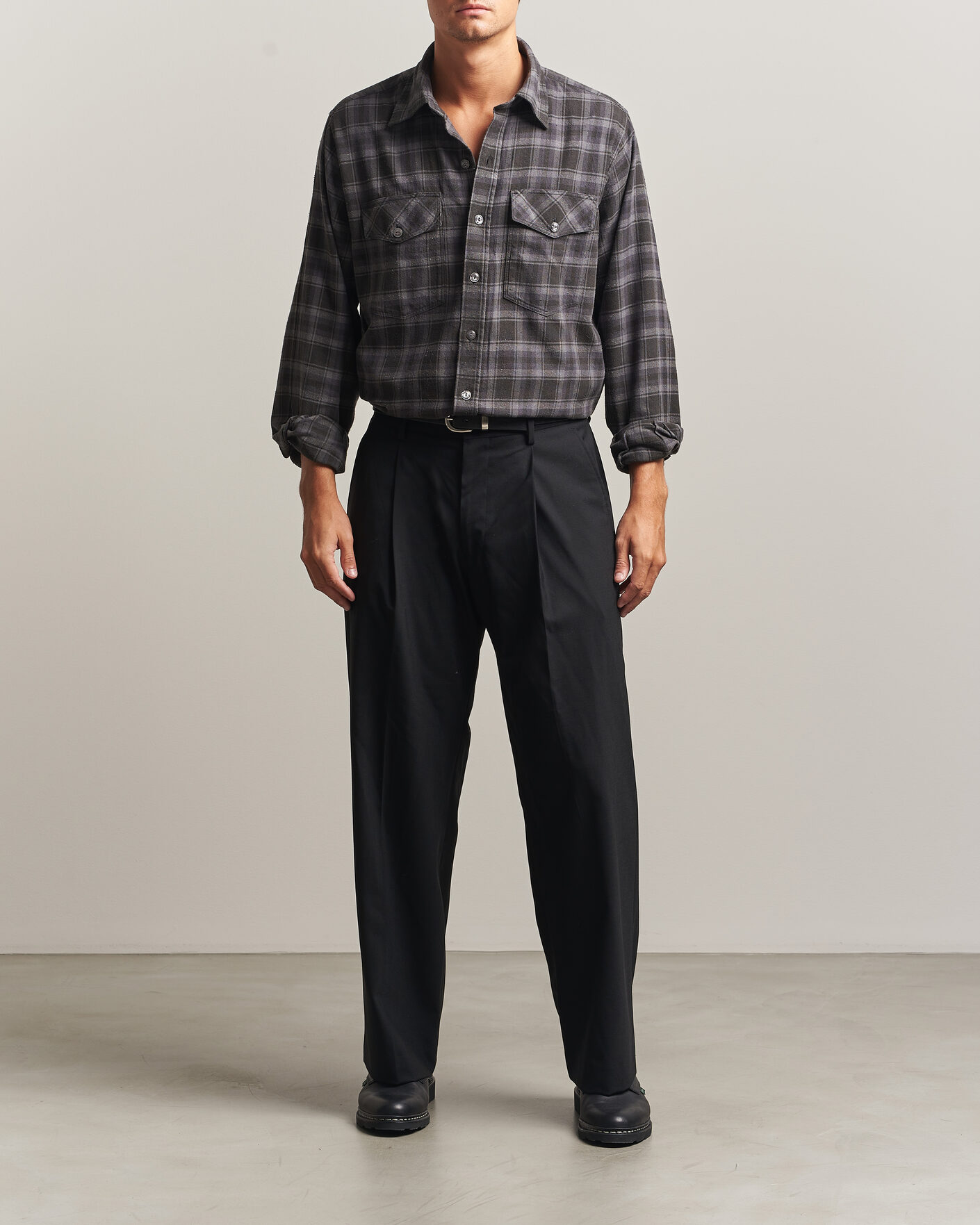 Heren | Overhemden | Drake's | Cotton/Silk Two Pocket Shirt Grey
