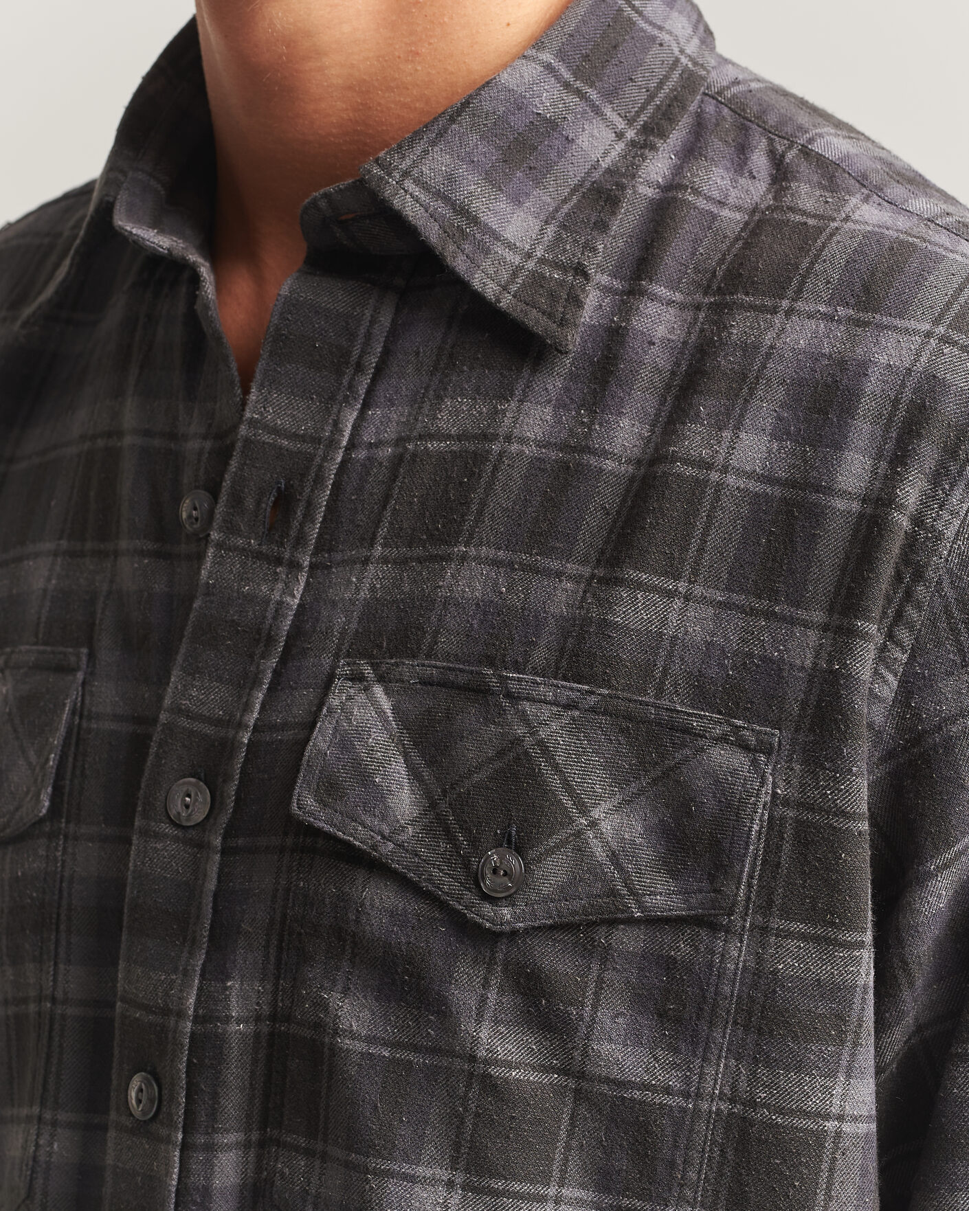 Heren | Overhemden | Drake's | Cotton/Silk Two Pocket Shirt Grey
