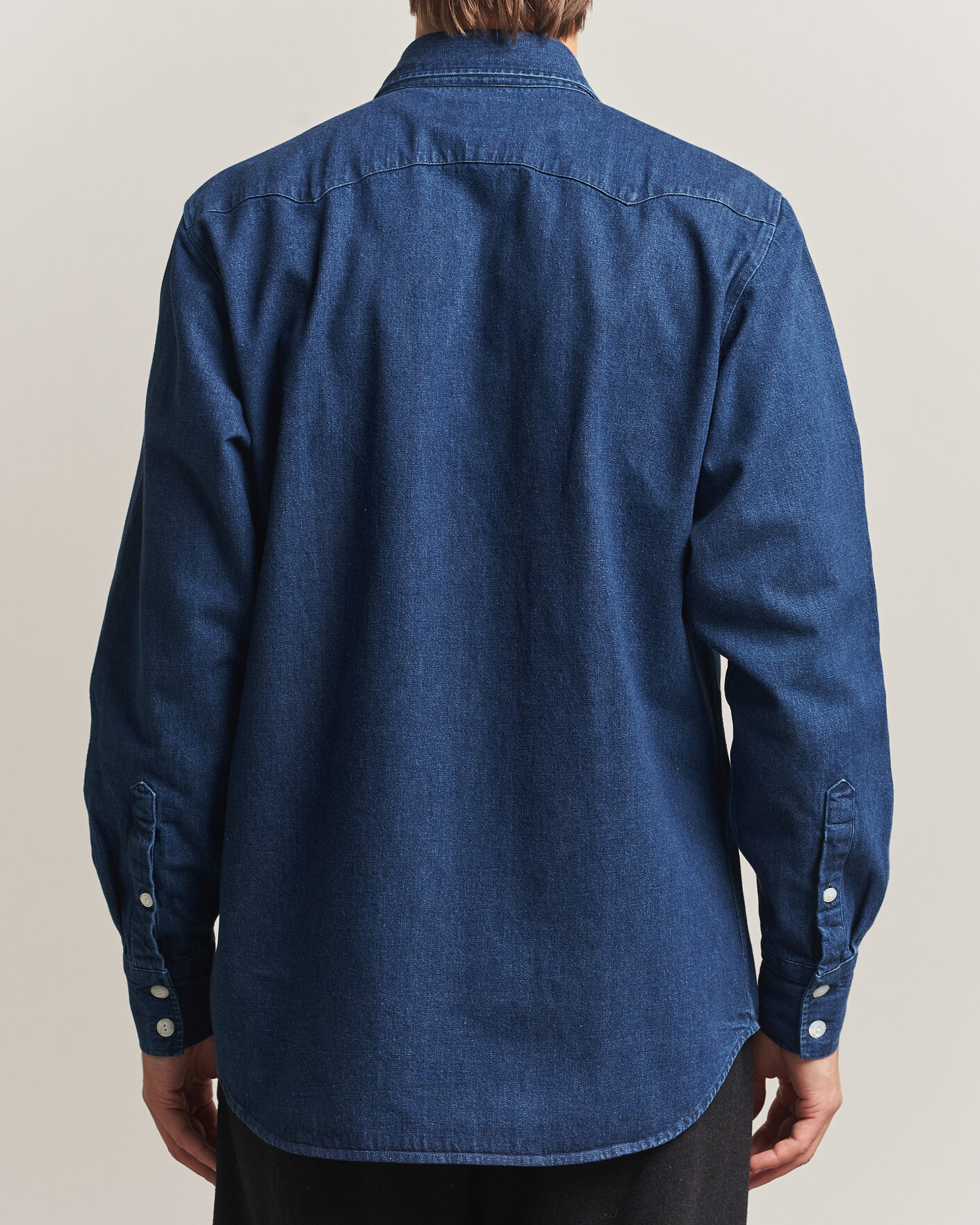 Heren | Overhemden | Drake's | Western Selvedge Denim Shirt Stone Wash Indigo