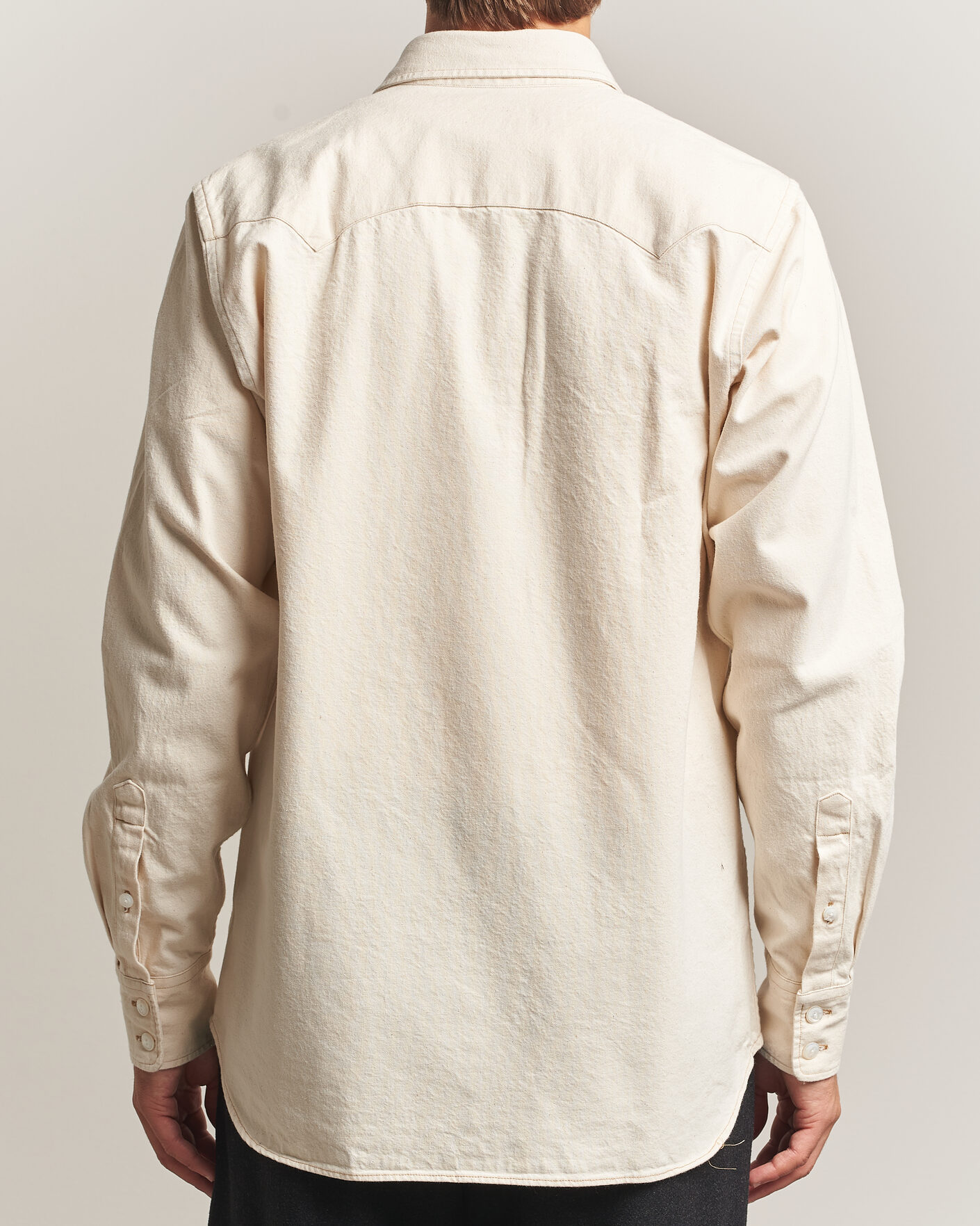Heren | Overhemden | Drake's | Western Denim Shirt Stone Wash Ecru