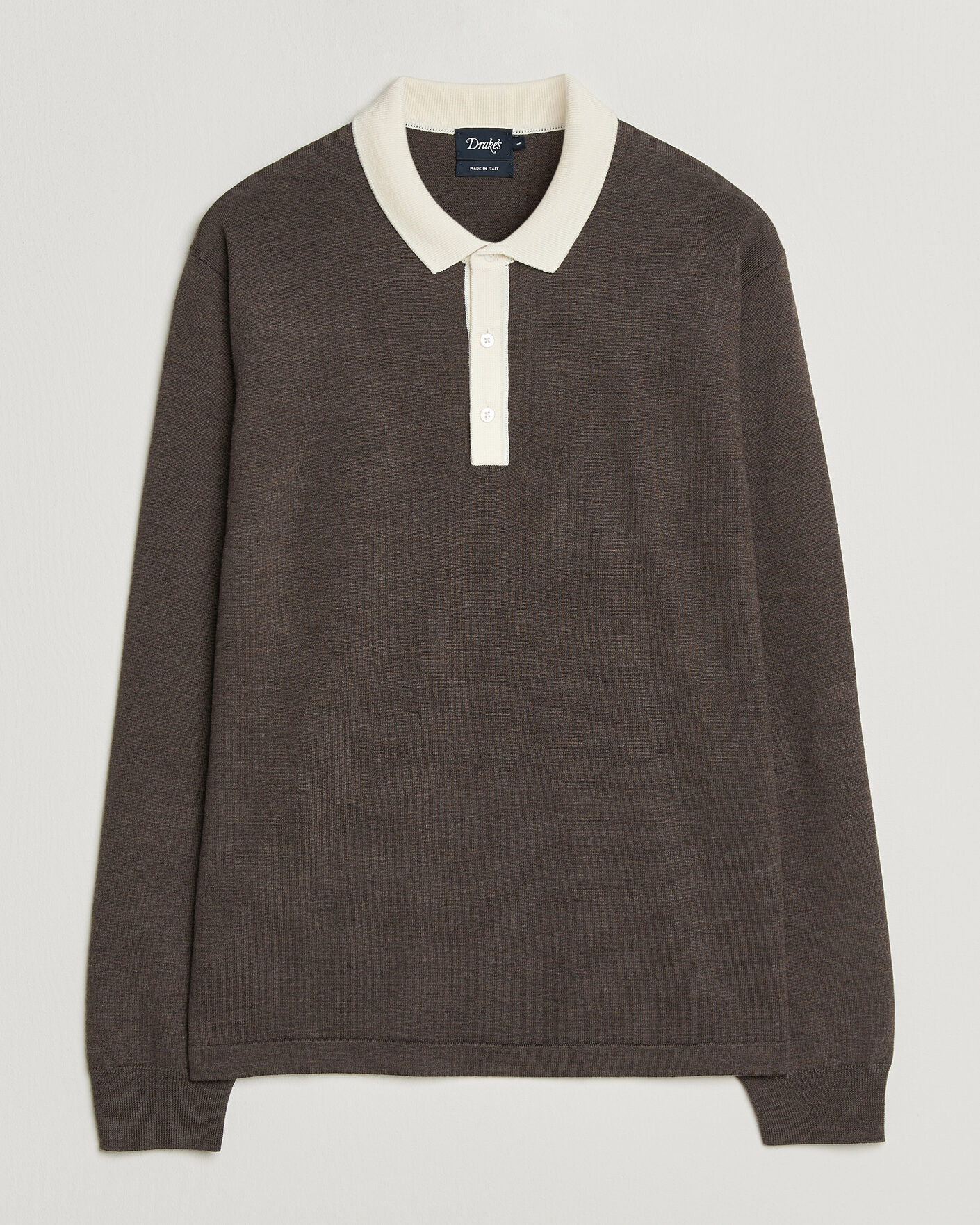 Heren | Truien | Drake's | Solid Knitted Rugby Brown