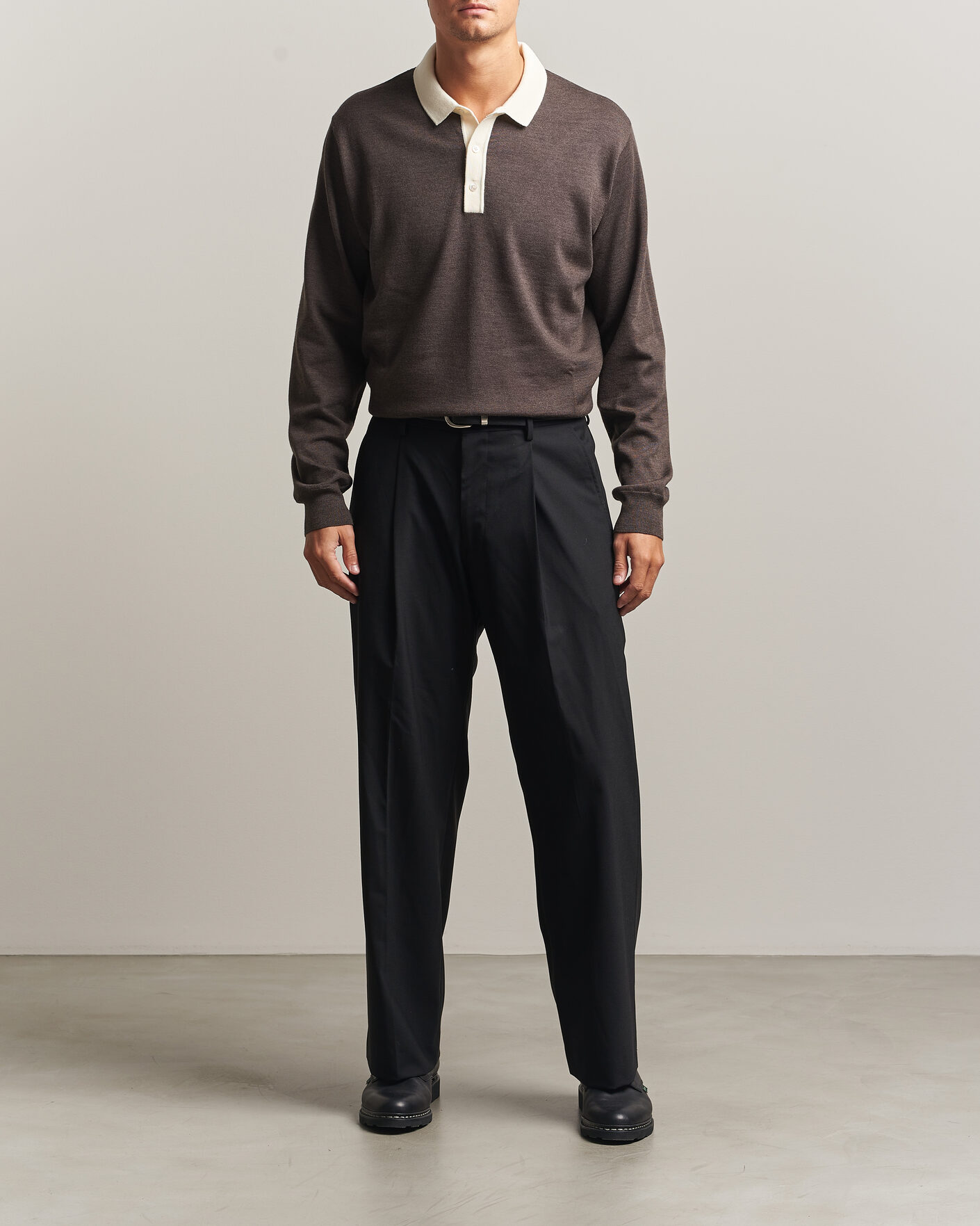 Heren | Truien | Drake's | Solid Knitted Rugby Brown